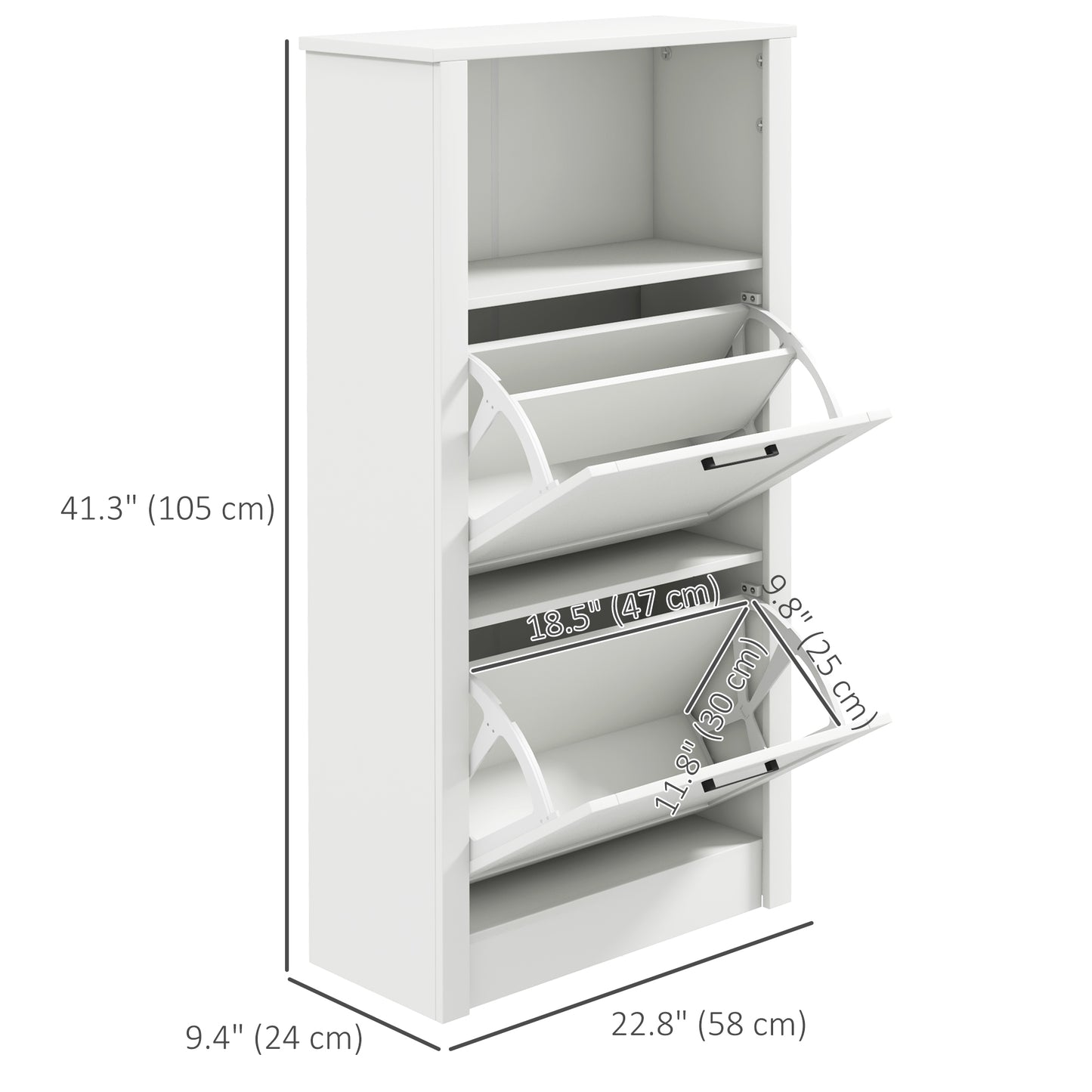 Shoe Rack Cabinet 10 Pairs Open Shelf 2 Drawers Space Efficient Hallway Entryway White Kids Crystal