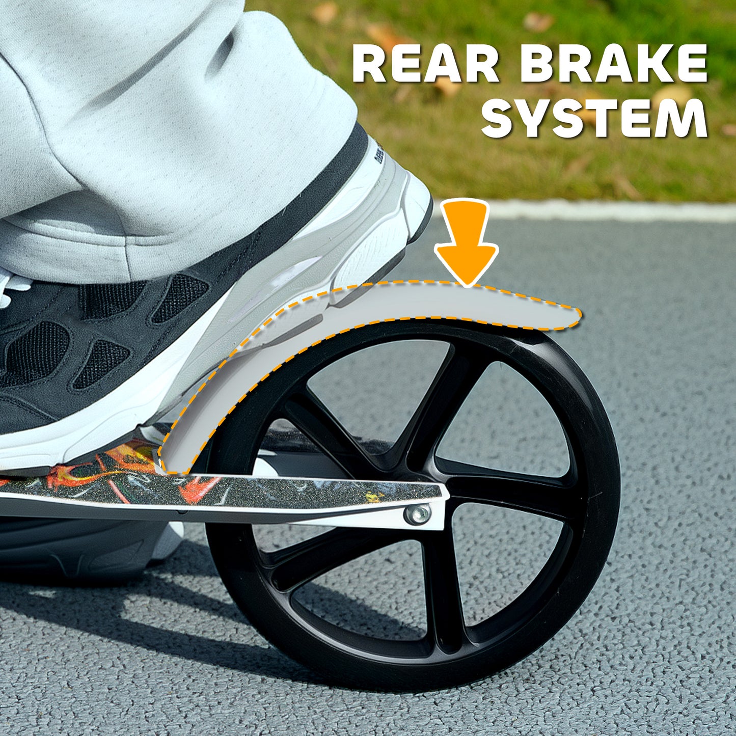 Kick Scooter for Kids Ages 6-12 with Adjustable Height, Rear-Fender Brake, 200mm Big Wheel, Foldable Design, White Kids Crystal