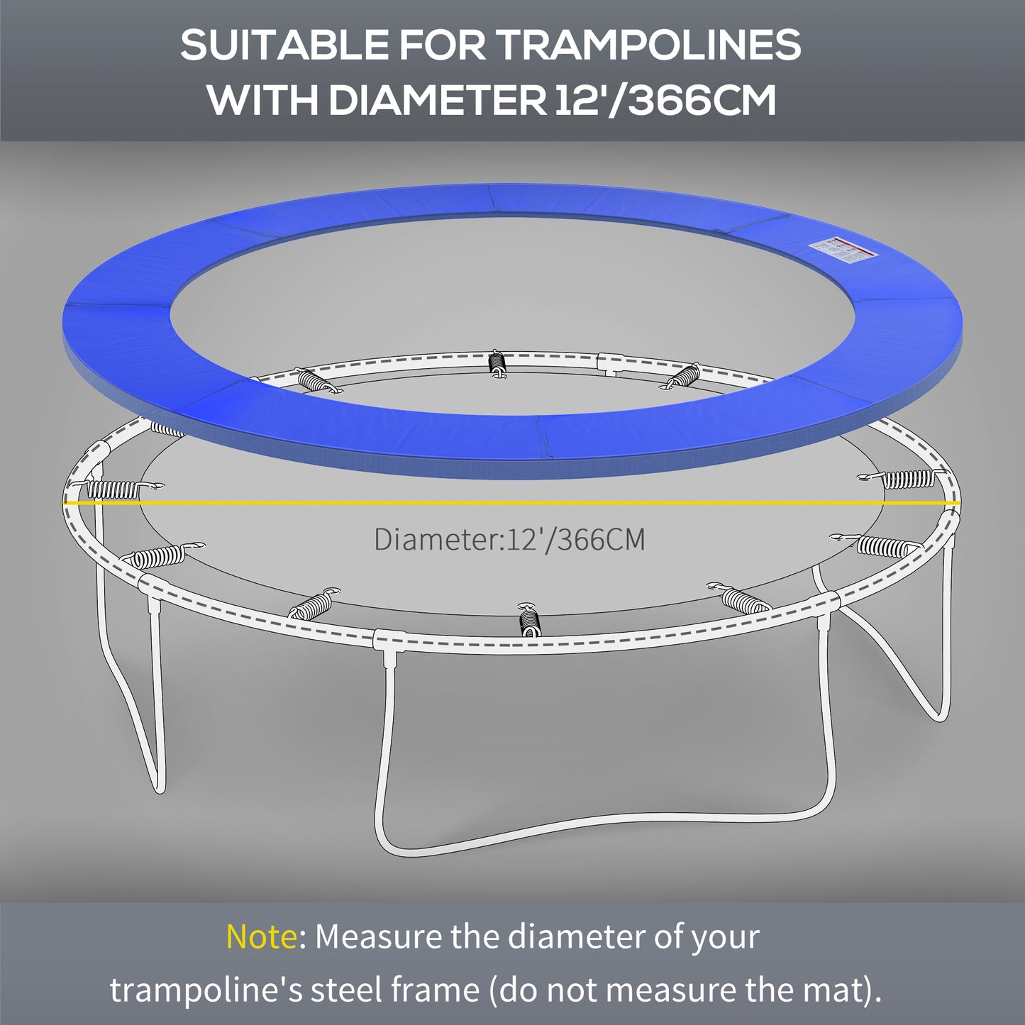 Φ12ft Trampoline Safety Pad Replacement Gymnastics Bounce Jump Cover Kids Crystal