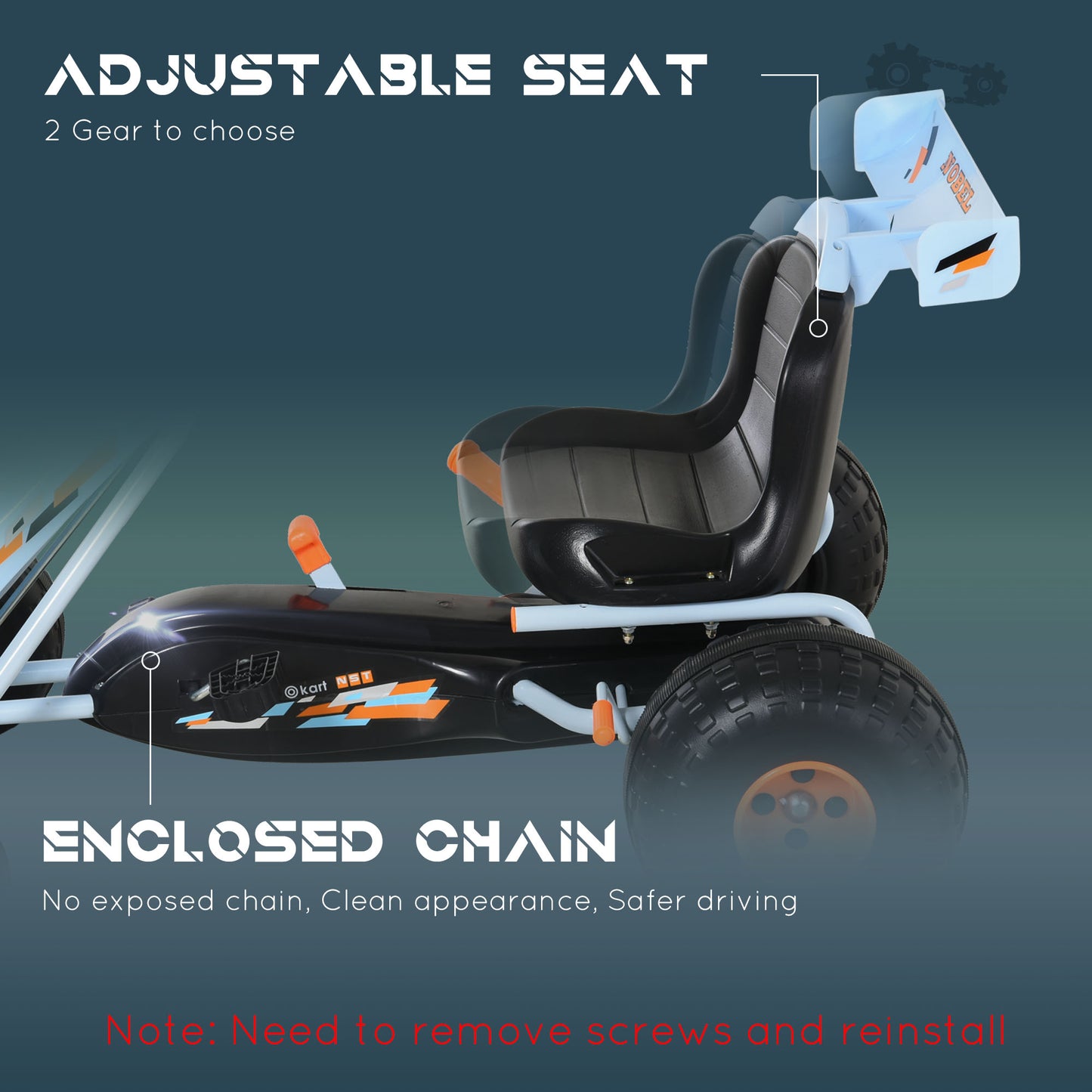 Pedal Powered Go Kart for Kids 4 Wheel Ride on Car Adjustable Seat Handbrake Cute Style Kids Crystal