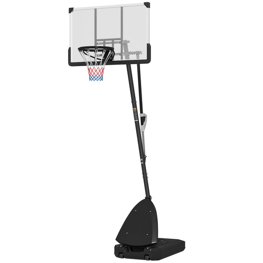 Basketball Hoop Outdoor, 5-10ft Portable Basketball Goal with 44" Shatterproof Backboard, Rebound System, Wheels Kids Crystal