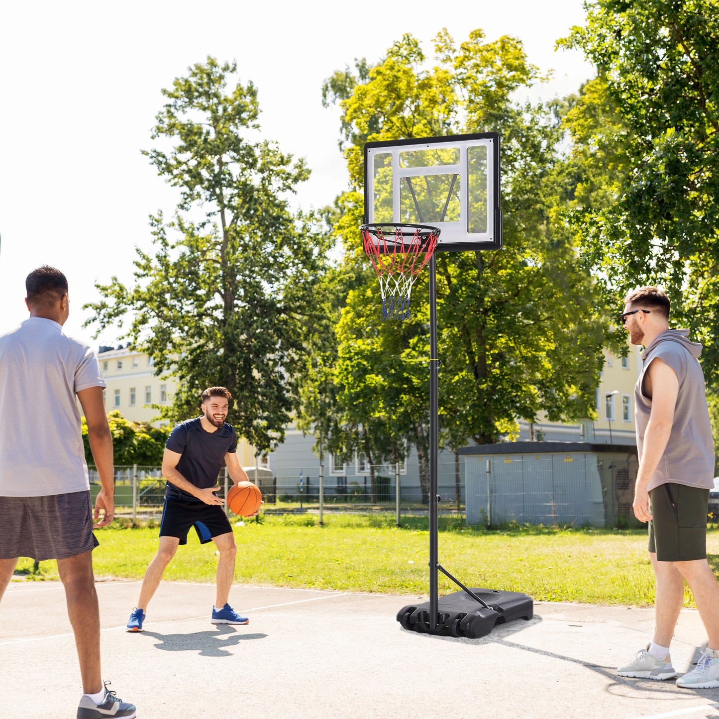 61"- 82.75" H Basketball Stand and Hoop Backboard Adjustable w/ Wheels For Kids Youth Outdoor Kids Crystal
