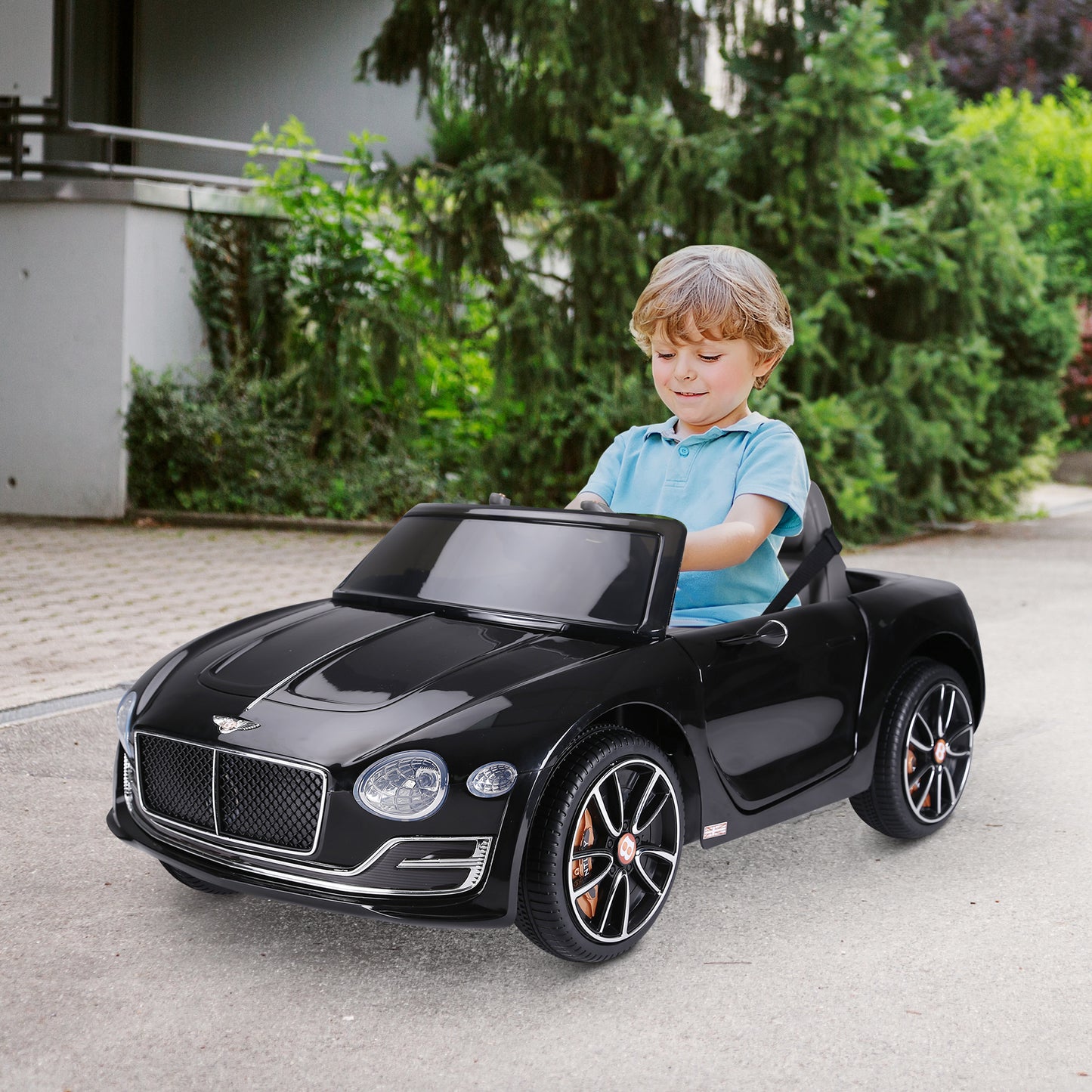 Licensed Bentley Ride-On Car: 12V, Electric, Battery Powered, Remote Control, 2 Speed, Black Kids Crystal