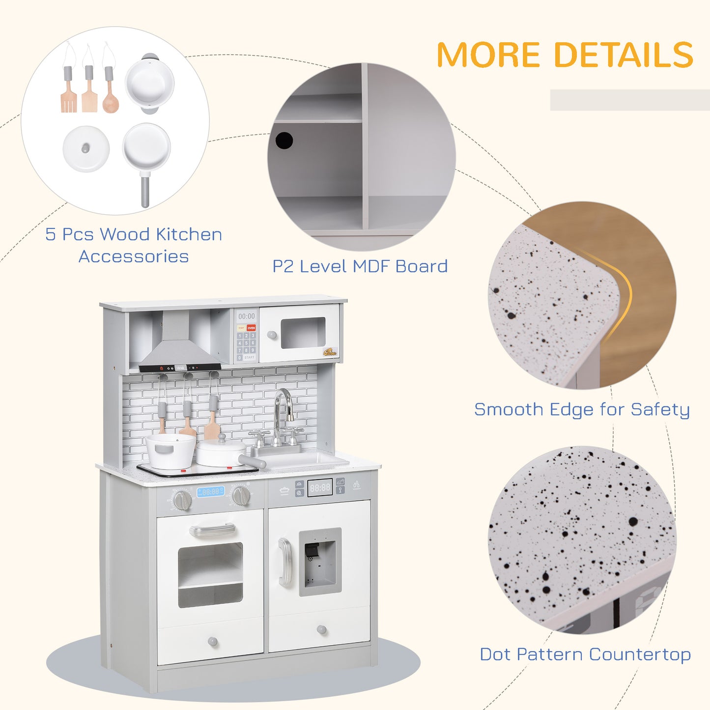 Kids Cooking Toy Set - Educational Pretend Kitchen with Sound & Light Effects, Ideal for 3-6 Years Old Kids Crystal