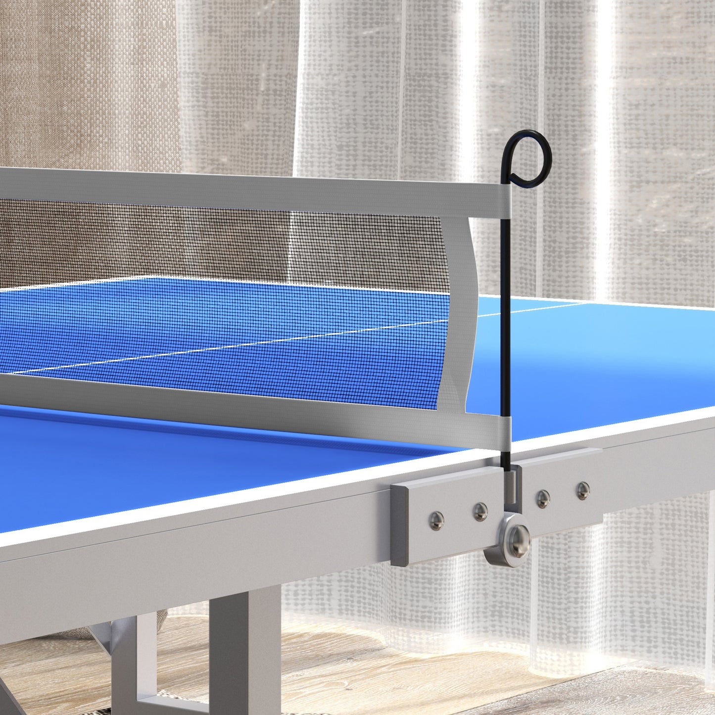 Portable Ping Pong Table Set, Table Tennis Table w/ Net, 2 Paddles, 3 Balls for Outdoor and Indoor, Easy Assembly, Blue Kids Crystal