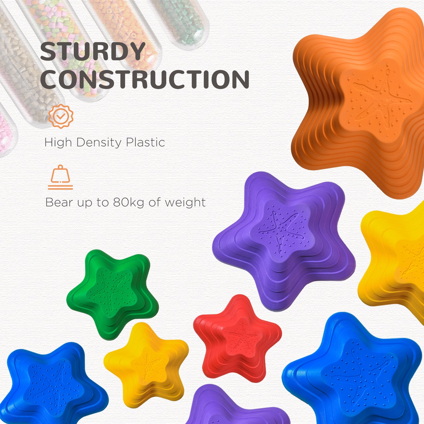6PCs Kids Balance Stepping Stones Non-slip Bottom Starfish Design Obstacle Course Play Kids Crystal