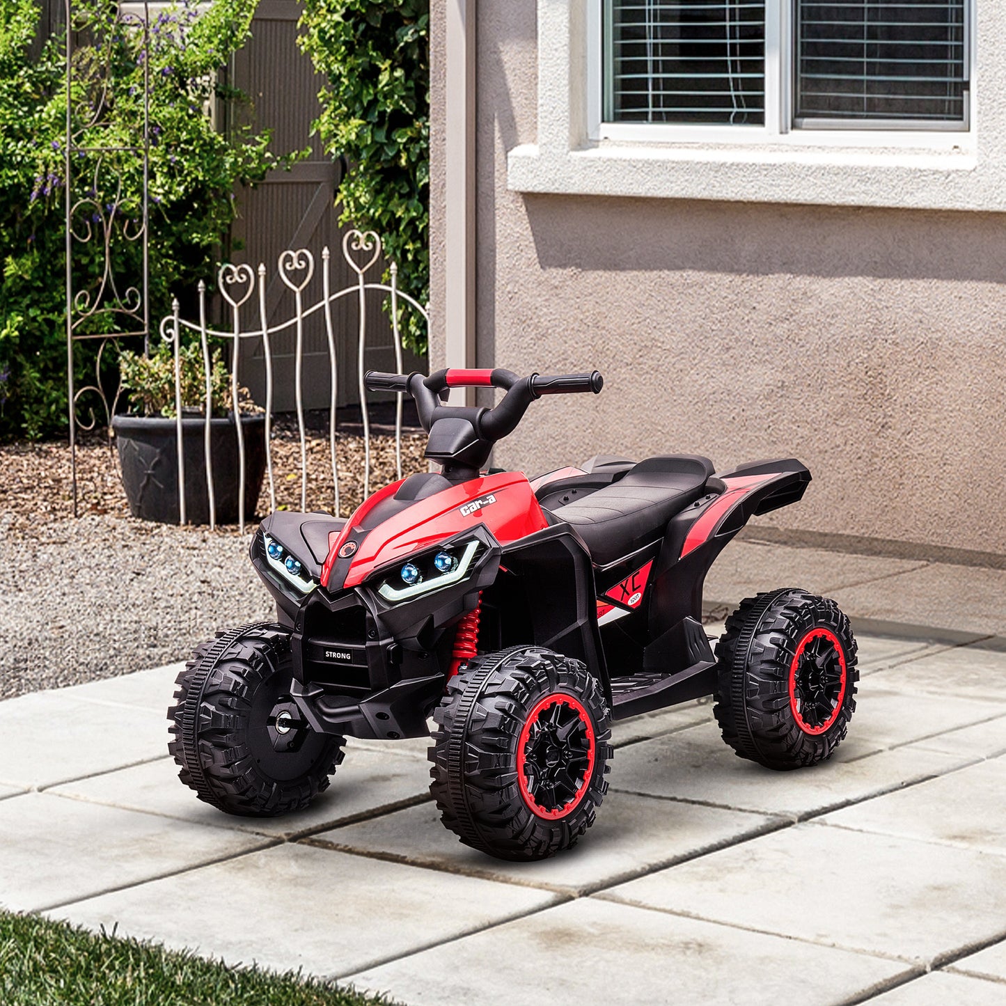 Kids 4 Wheeler Quad Bike ATV Music MP3 Headlights Speed Control Electric Rechargeable Battery Powered Ride On Toy 3-5 Years Red Kids Crystal