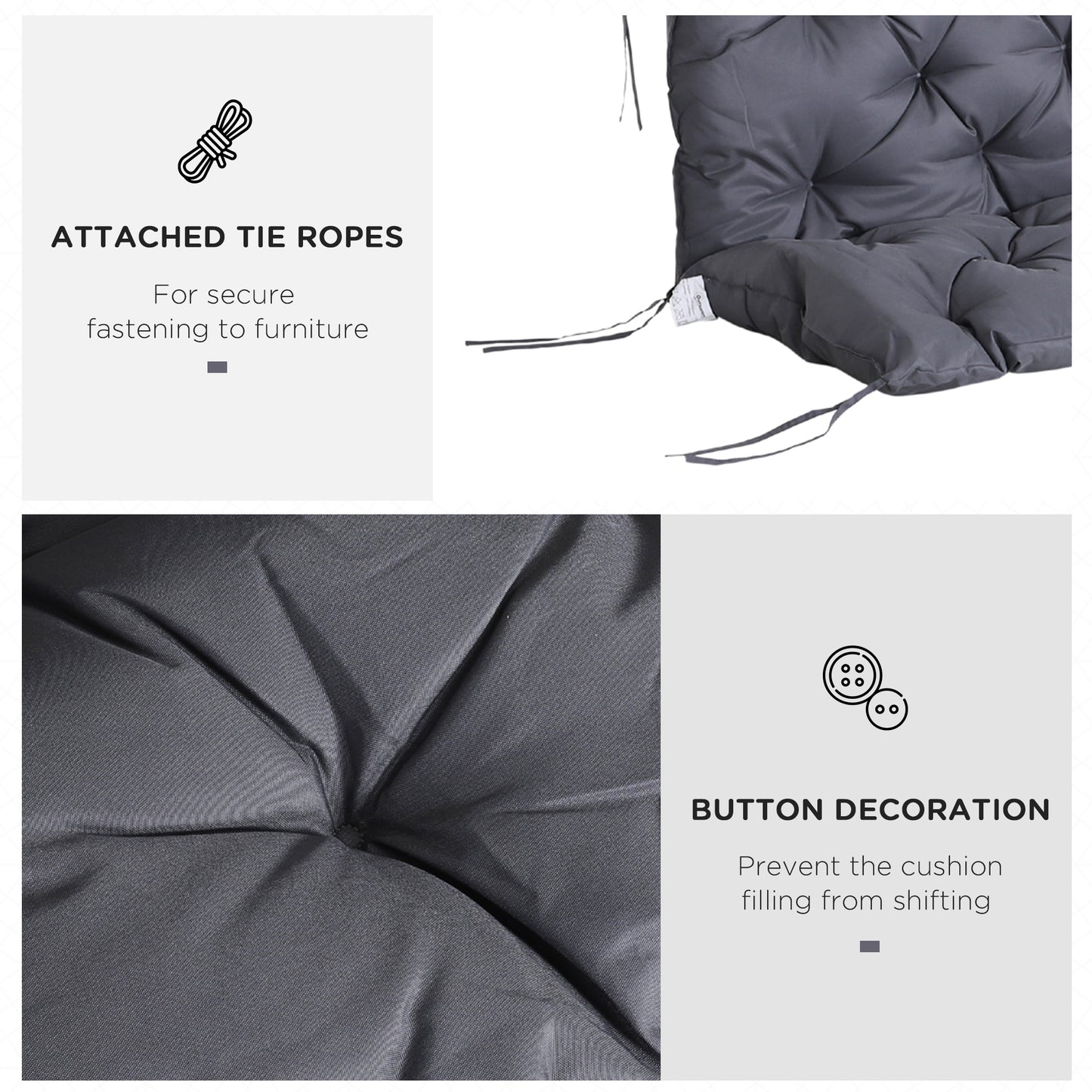 3 Seater Bench Swing Chair Replacement Cushions Outdoor Seat Pads Backrest Patio Garden Dark Grey Kids Crystal