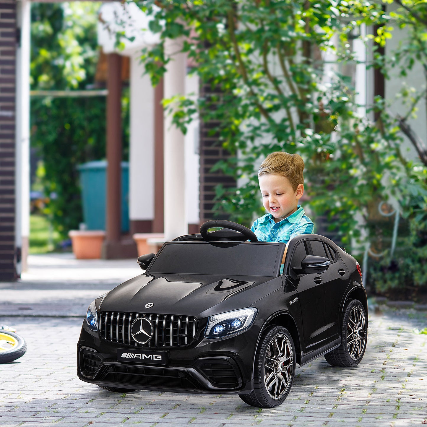 Licensed Ride-On Car: 12V Electric, Remote Control, Suspension Wheels, Black, Kids Powered Ride-On Kids Crystal