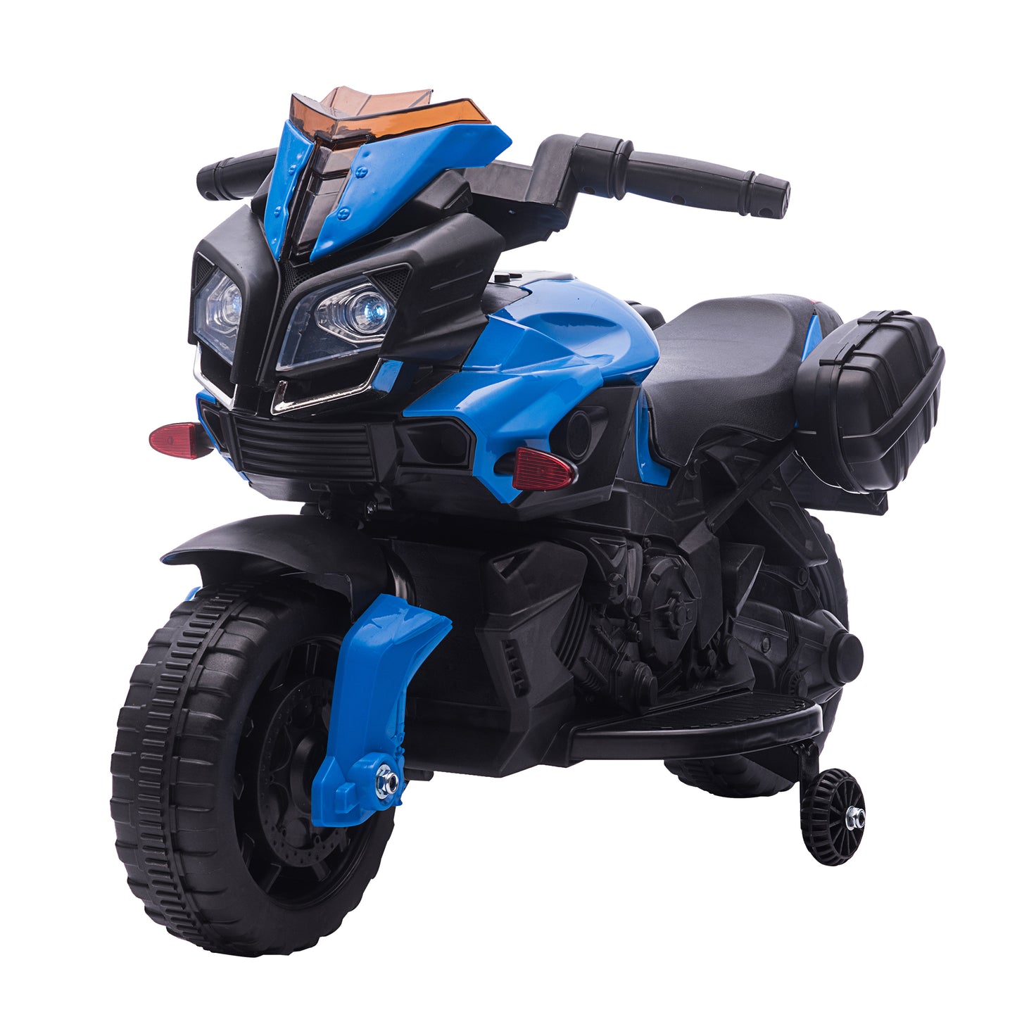 Kids Ride On Motorcycle, 6V Electric Battery Powered Dirt Bike w/ Training Wheels, Gift for Children Boys Girls Blue Kids Crystal