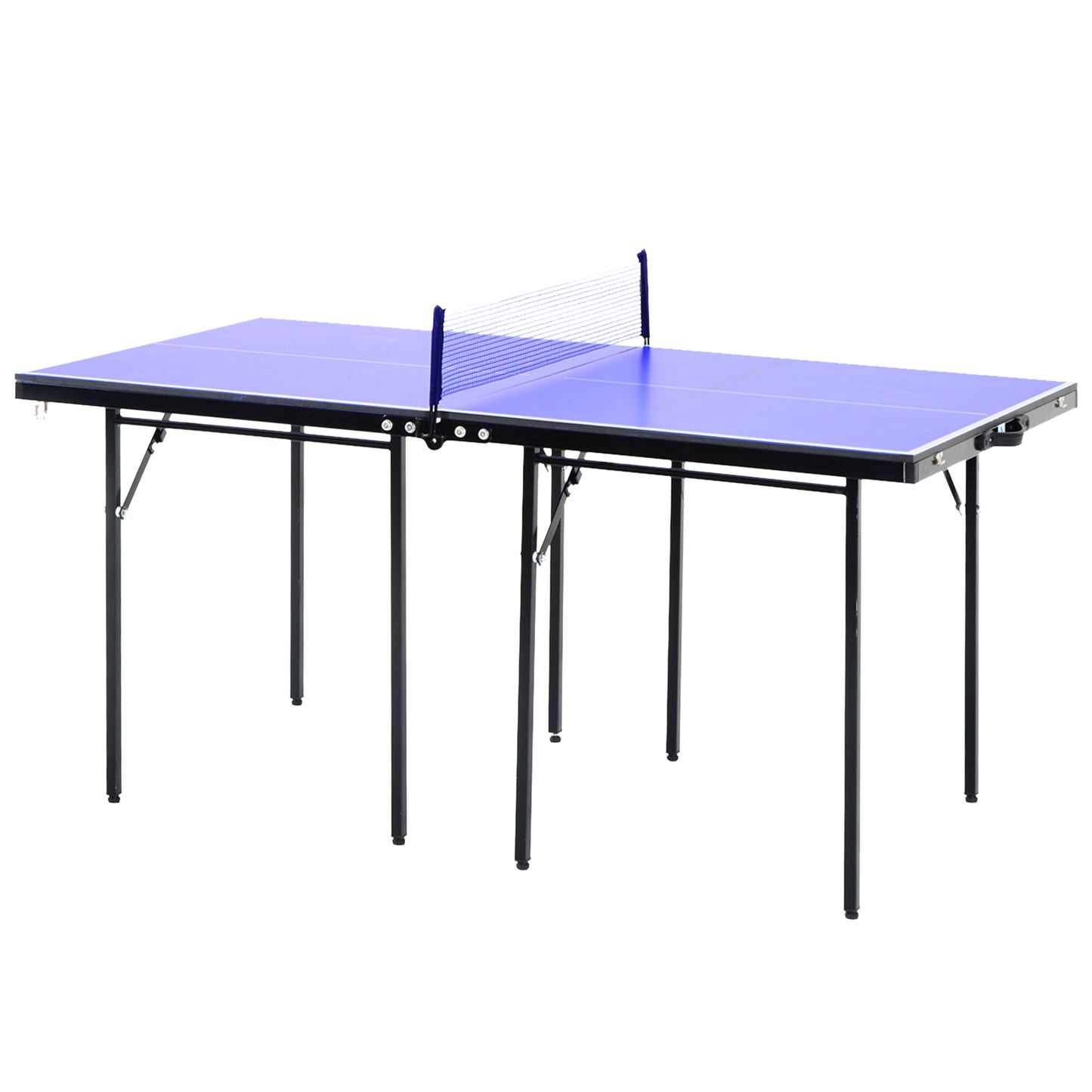 Folding Table Tennis Table, Portable Ping Pong Table with Side Handles, Net, Blue Kids Crystal
