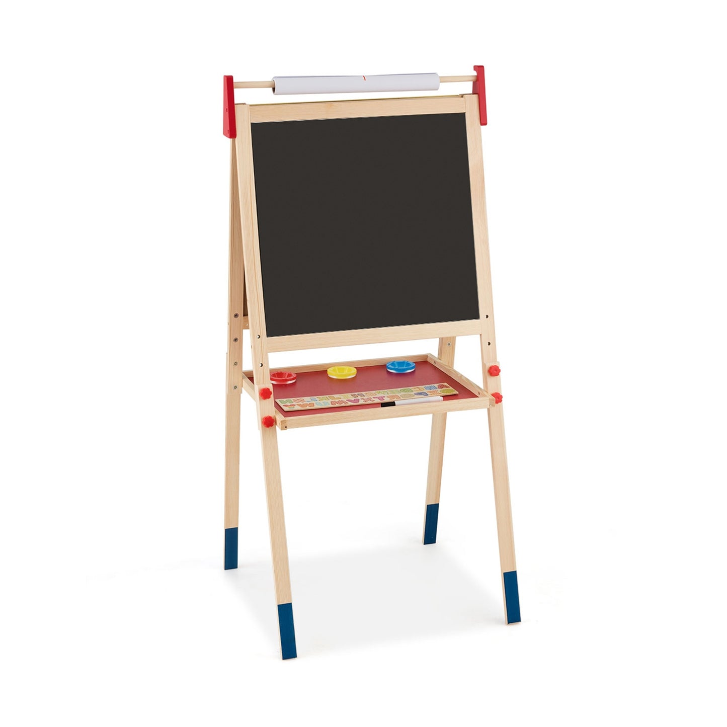 All-in-One Wooden Height Adjustable Kid's Art Easel with Magnetic Stickers and Paper Kids Crystal