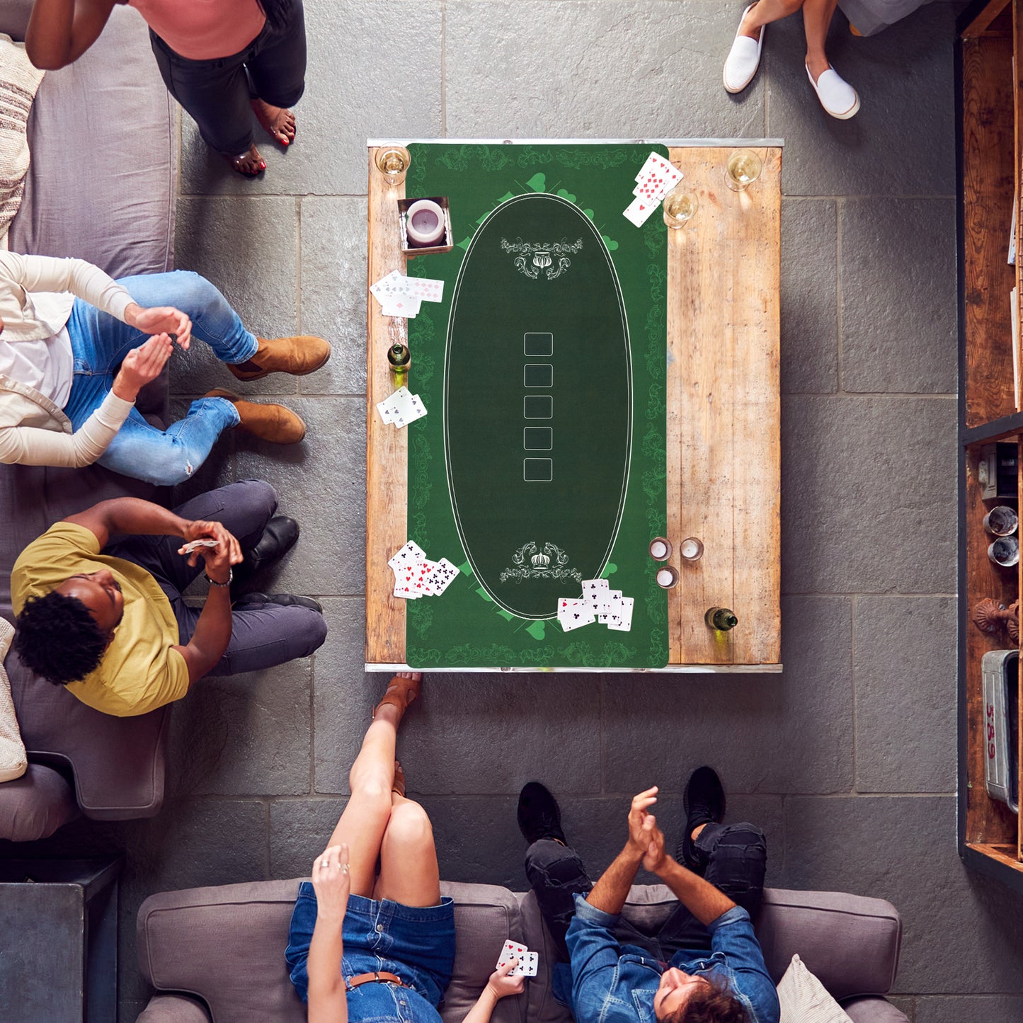 Poker Table Top Poker Mat for 6 Player, Green Kids Crystal