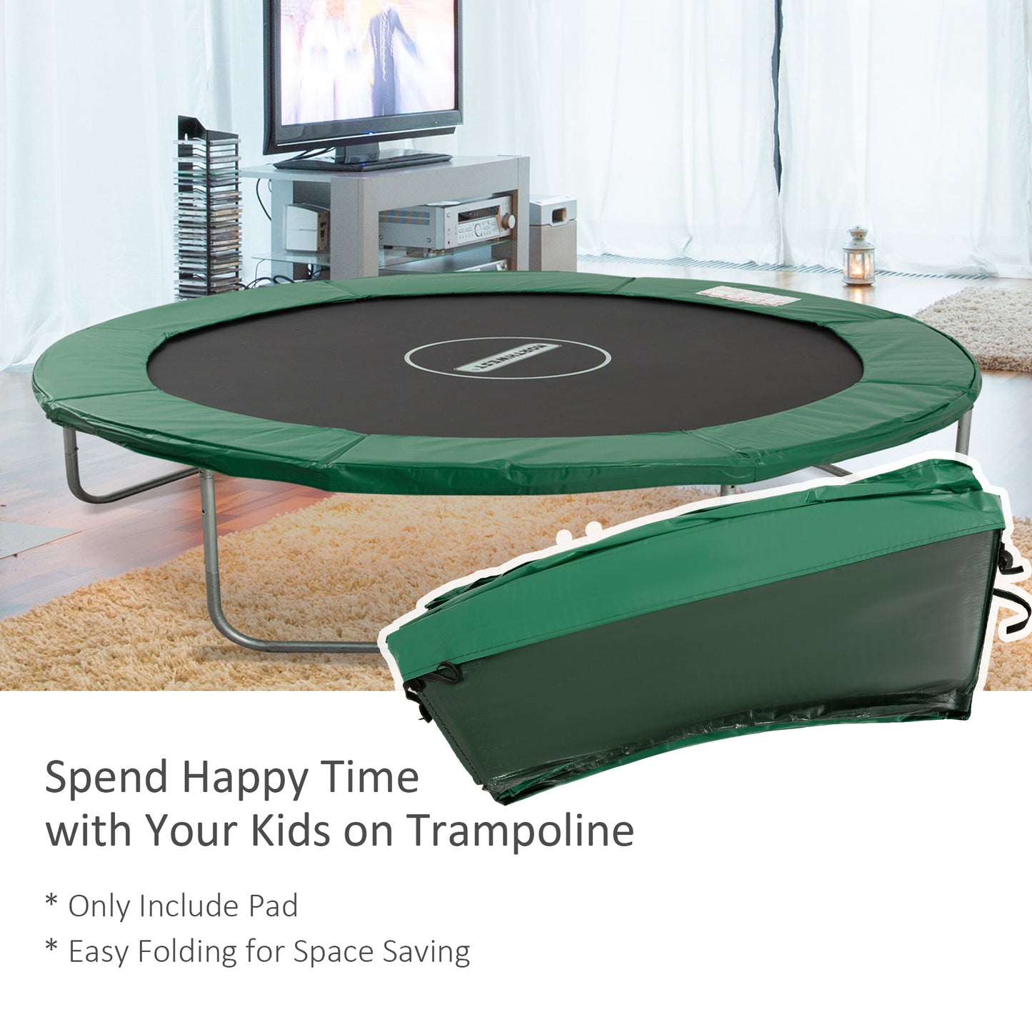 ?8ft Trampoline Safety Pad Spring Cover Replacement Bounce Jump EPE Foam Protection Green Kids Crystal