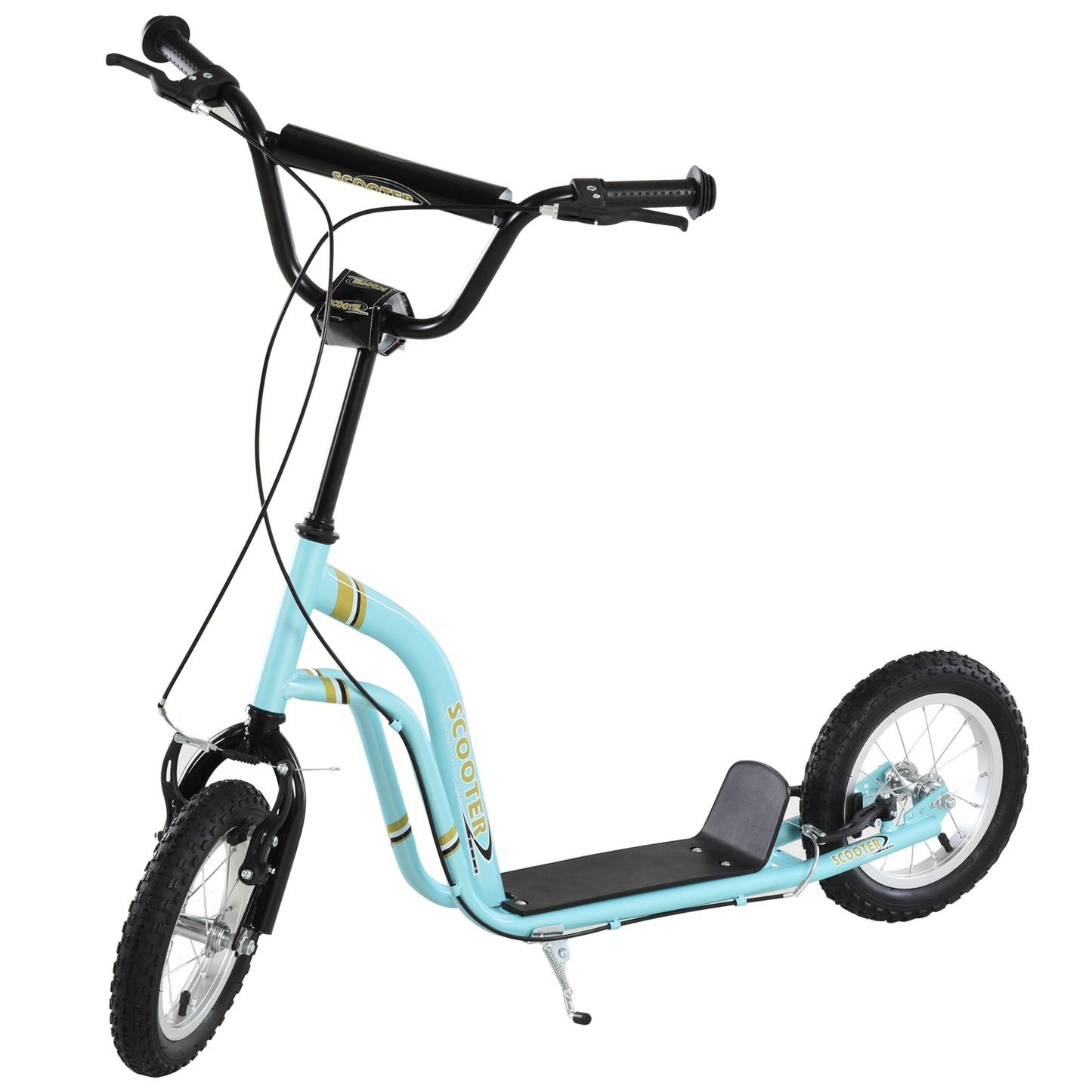 Youth Scooter Street Scooter for Teens w/ 12" Inflatable Front Wheel Dual Brakes for 5+ Year Old Kids Kids Crystal