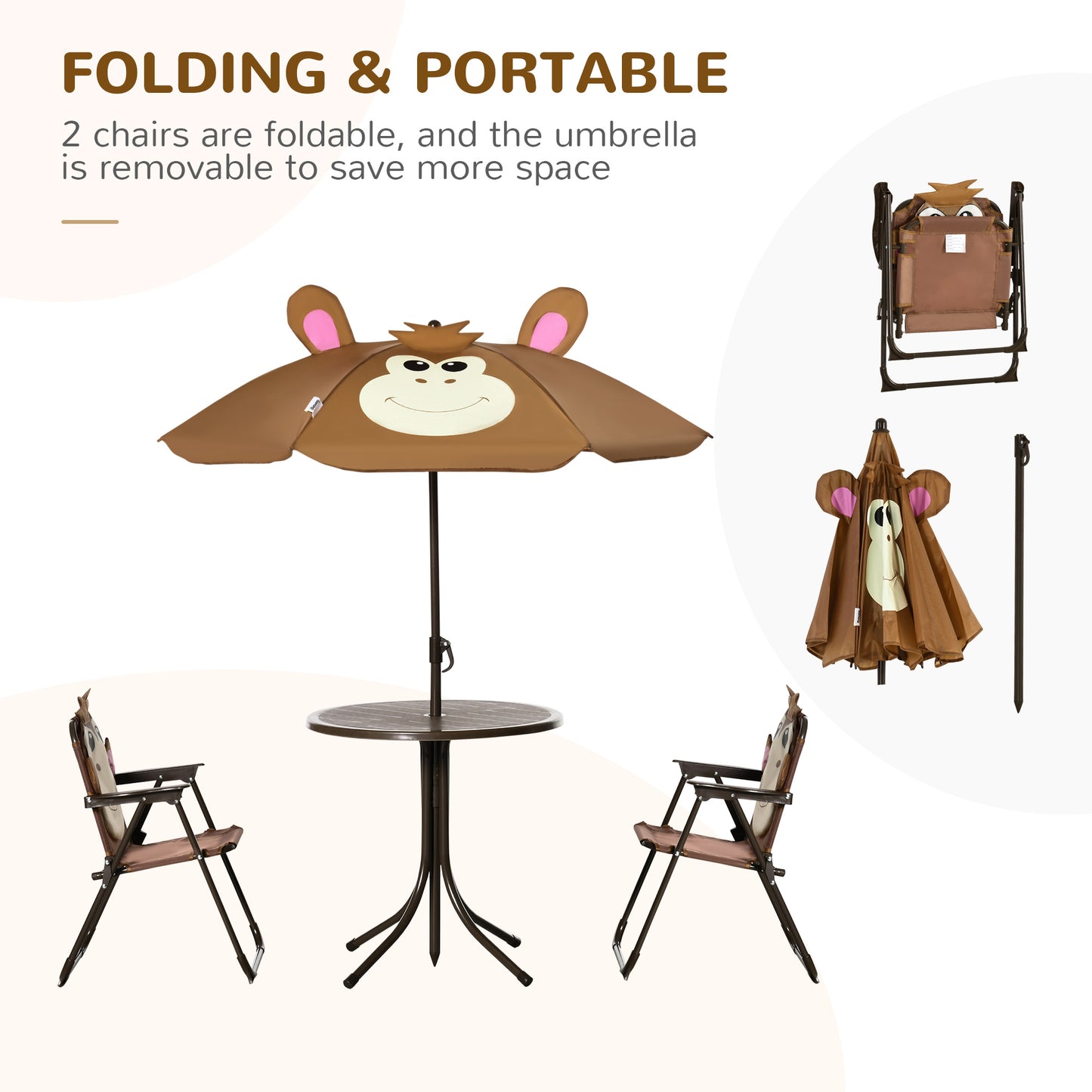 Kids Picnic Table Chair Set Outdoor Folding Garden Furniture Adjustable Height
