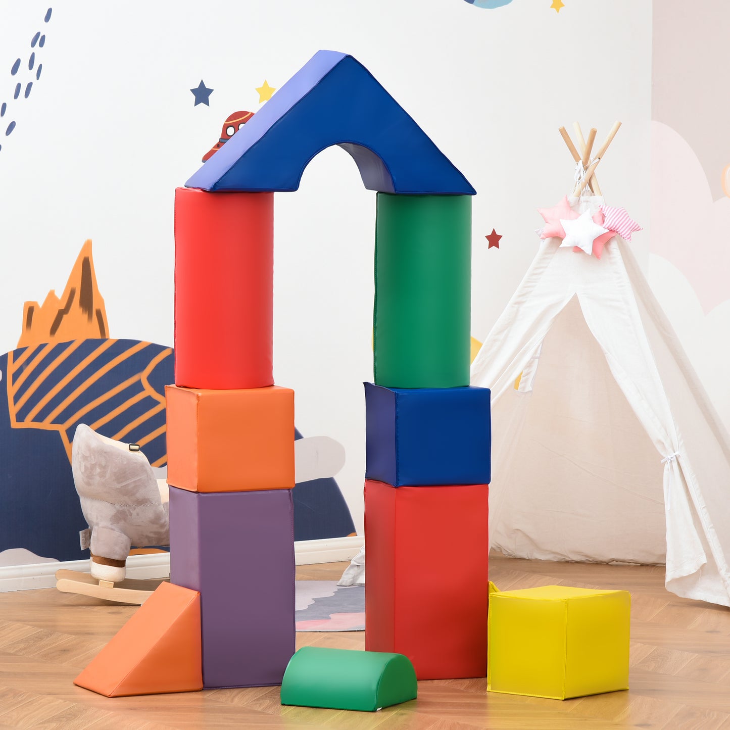 11-Piece Soft Play Blocks Kids Climb Crawl Gym Foam Building Stacking Non-Toxic Learning Toy Kids Crystal
