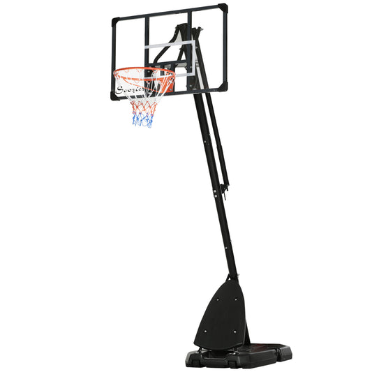 Portable Basketball Stand: Outdoor, 115.4"-137.8" Height Adjustable, with Backboard, Weighted Base Wheels - Black and Red Kids Crystal
