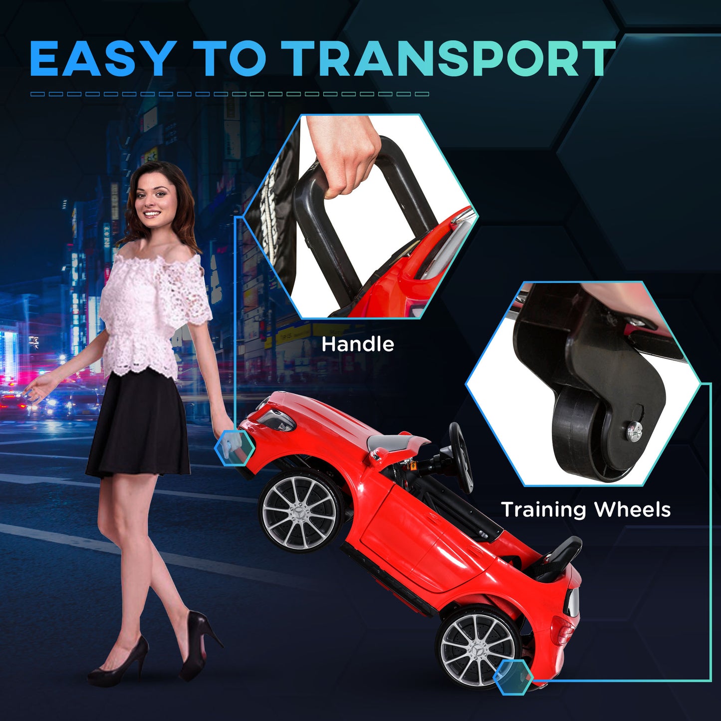 6V Kids Licensed Ride On Car Toy Battery Powered High/Low Speed with Headlight Music and Remote Control Red Kids Crystal
