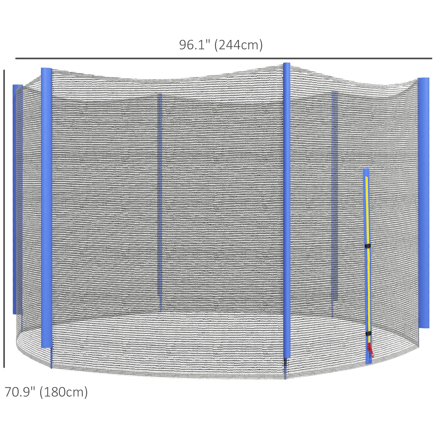 Safety Trampoline Net Enclosure 8ft Round Zippered Entrance Replacement Netting Black Kids Crystal