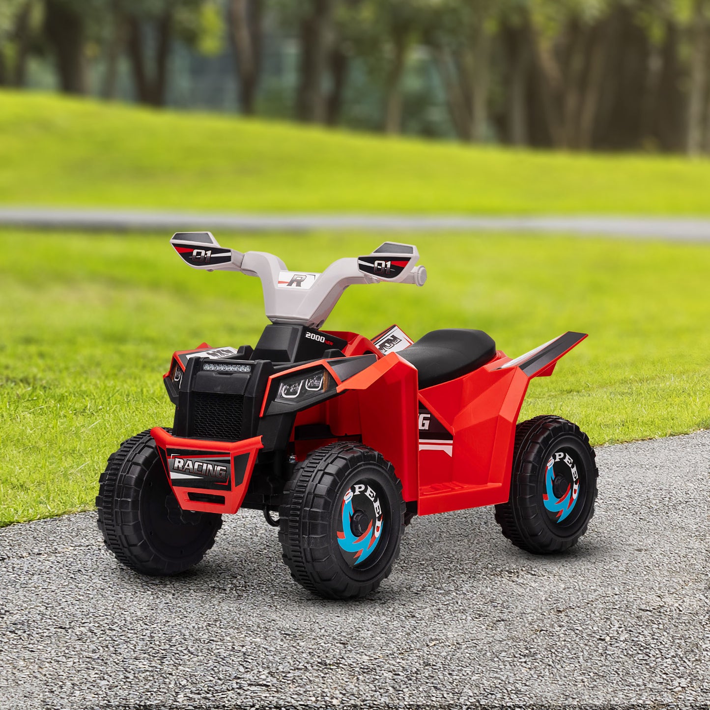 6V Kids Quad Electric Car Wear-resistant Wheels 18-36 Months Boys Girls Red Battery Powered Ride On Kids Crystal