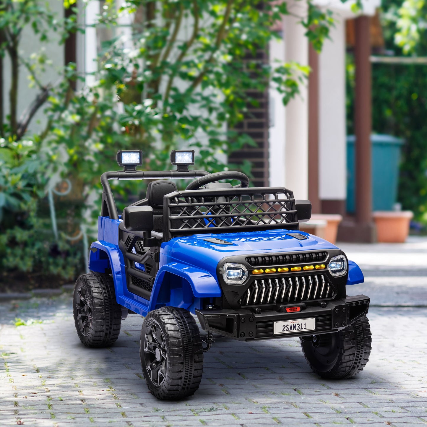 12V Ride on Truck, Electric Car for Kids with Remote Control, Suspension, 3 Speeds, USB Music Headlights, Dark Blue Kids Crystal