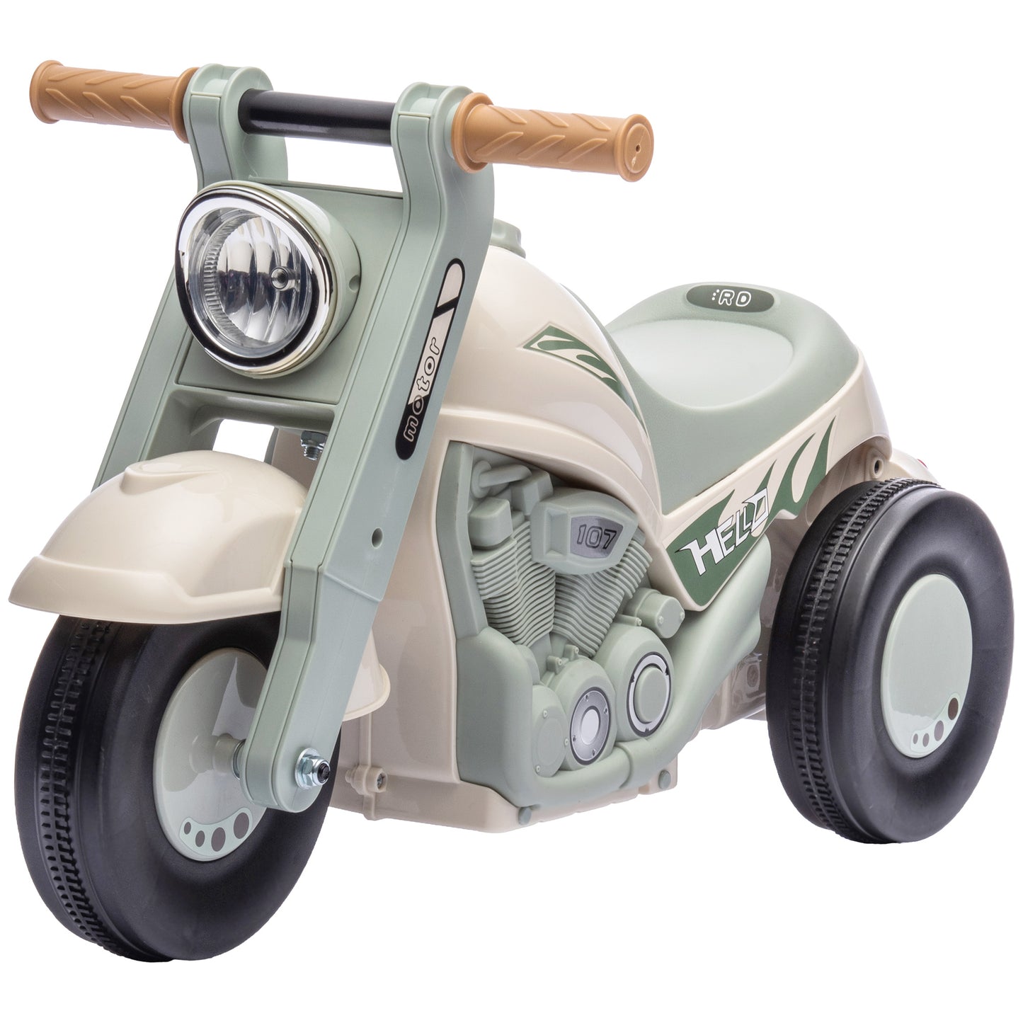 Foot to Floor Toddler Ride on Toy, Sliding Toddler Car with Music and Bubble, for 2-5 Years Old, Cream White Kids Crystal