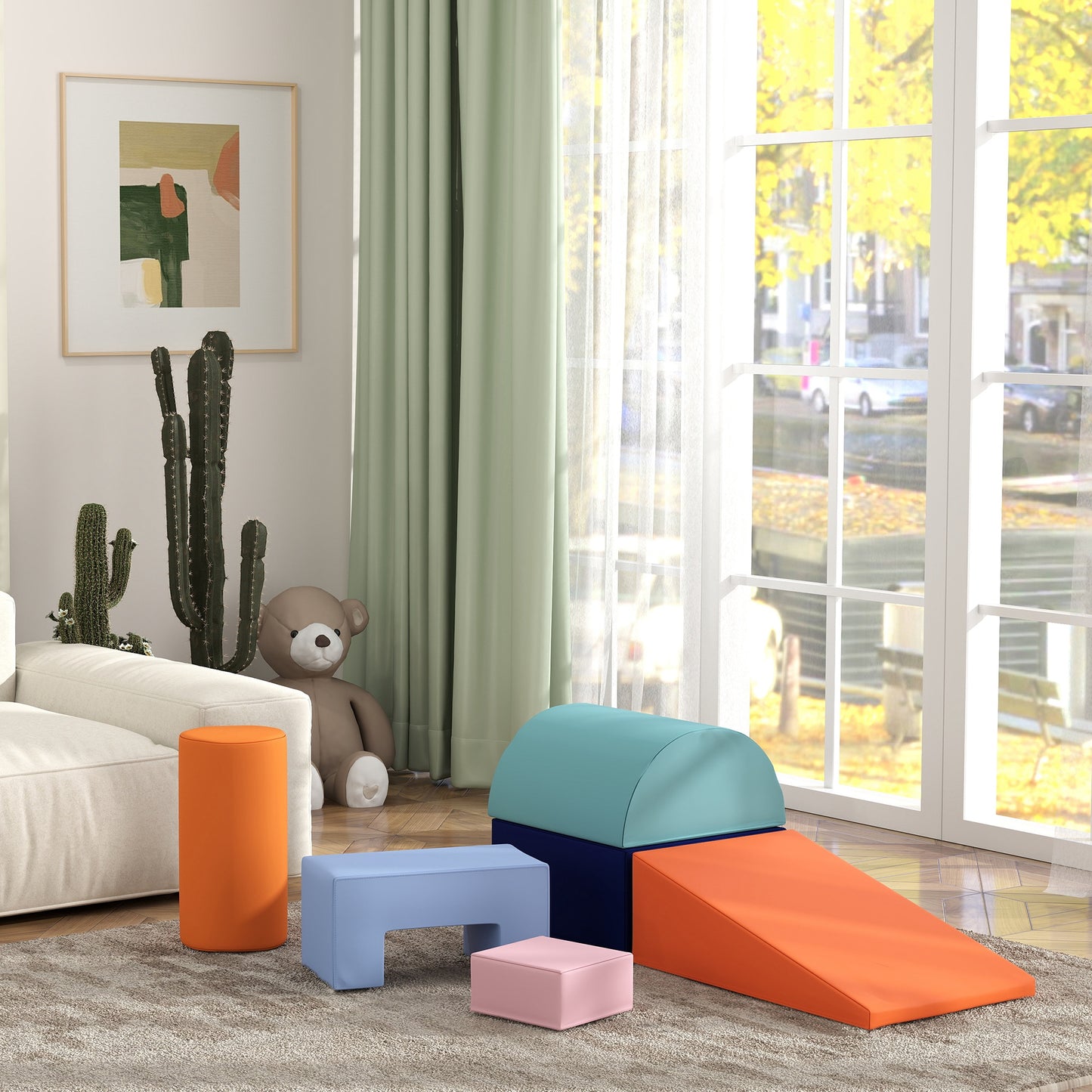 6 Piece Soft Play Equipment for Kids 6-72 Months, Orange and Blue Kids Crystal