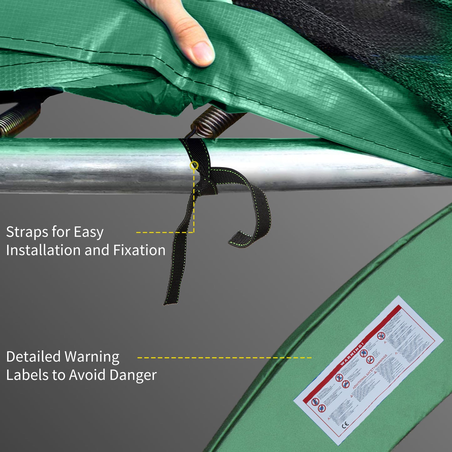 Φ12ft Trampoline Safety Pad Spring Cover Replacement Gym Bounce Green Kids Crystal