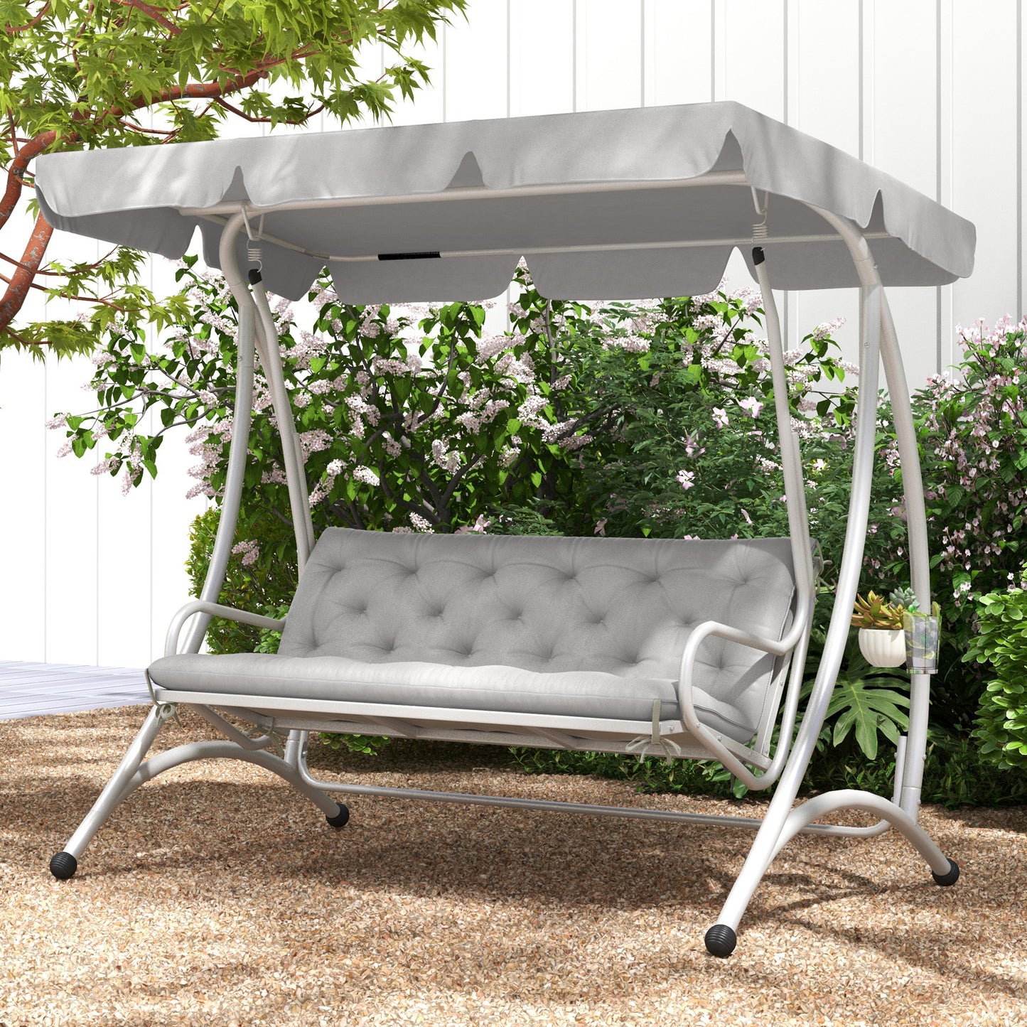 3-Seater Outdoor Bench Swing Chair Replacement Cushions for Patio Garden, Light Grey Kids Crystal