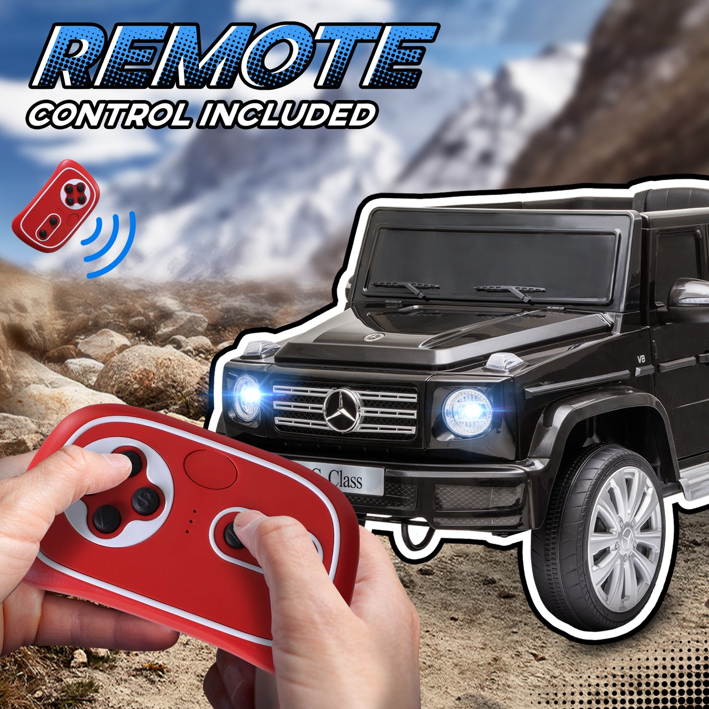 12V Battery-Powered Kids Ride On Mercedes Benz G500 Car with Parental Remote Control Music Lights MP3 Kids Crystal