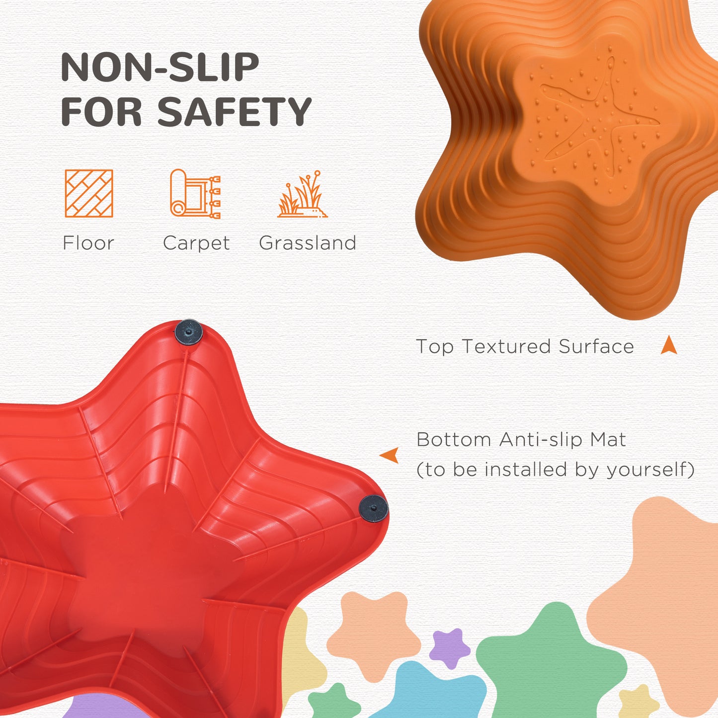 6PCs Kids Balance Stepping Stones Non-slip Bottom Starfish Design Obstacle Course Play Kids Crystal