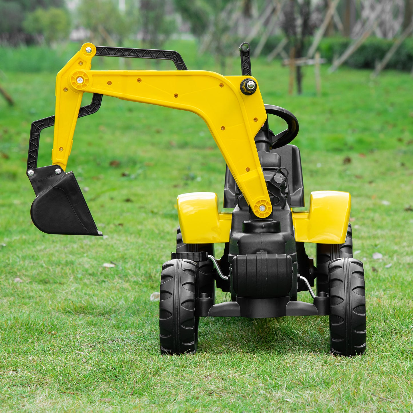 Kids Ride on Excavator, Pedal Excavator Ride on Toy, Pretend Play Ride on Tractor for Kids & Toddlers, Yellow Kids Crystal