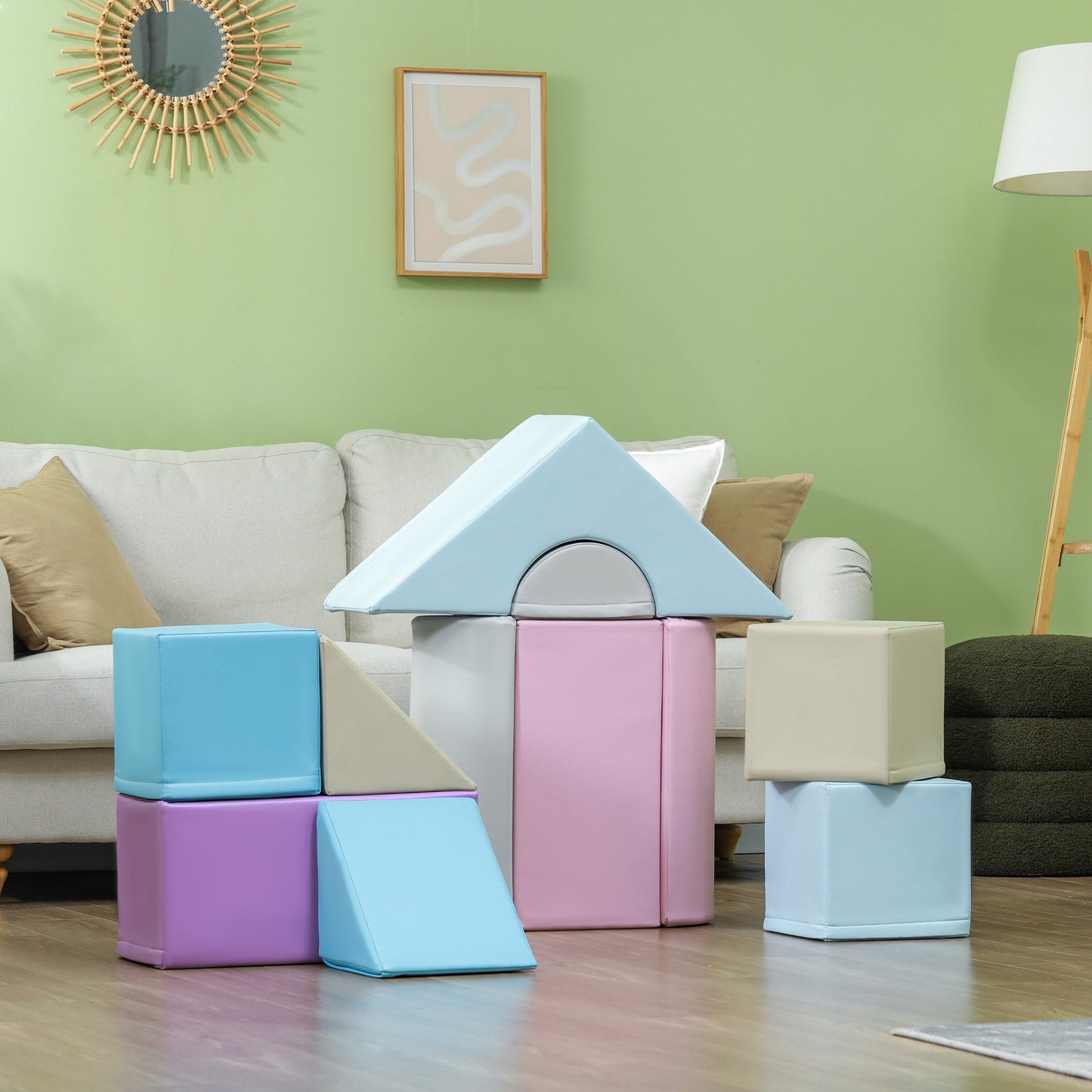 11 Piece Soft Play Blocks Kids Climb and Crawl Gym Toy Foam Building Multicolour Kids Crystal