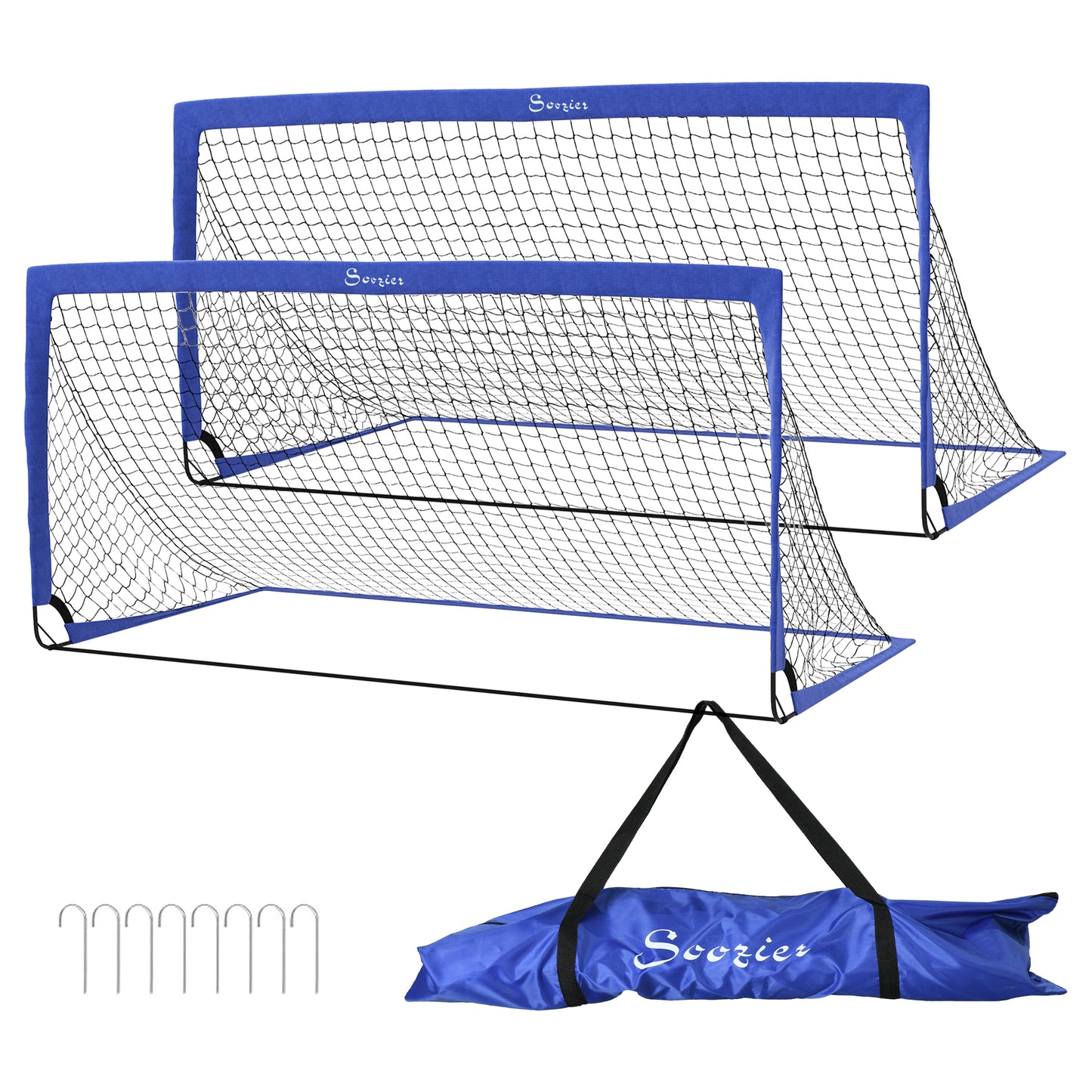 Set of 2 Soccer Nets for Backyard, Portable Soccer Goal for Practice with Carry Bag Kids Crystal
