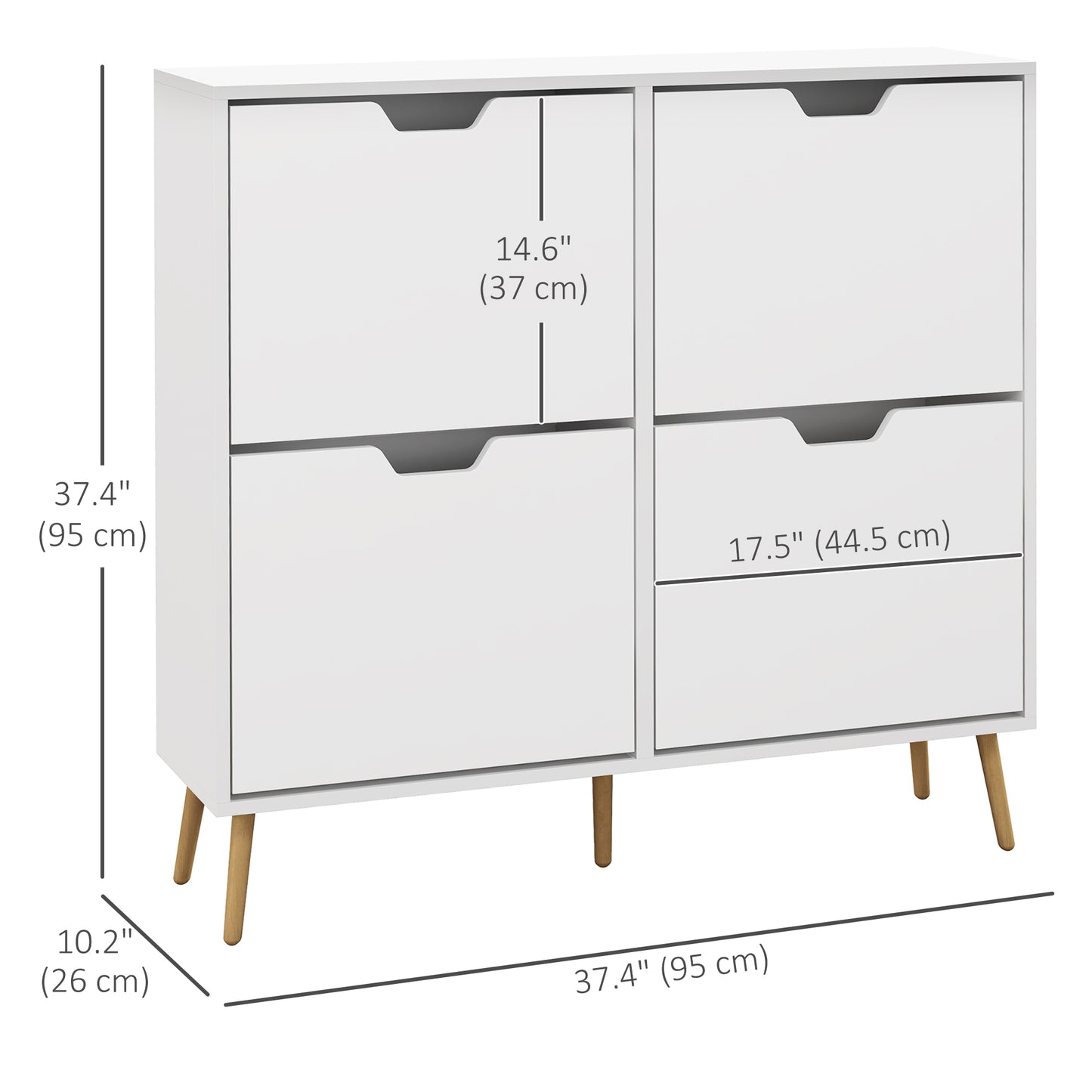 Shoe Storage Cabinet 4 Flip Drawers Adjustable Shelf Shoe Organizer 16 Pairs White Space Saving Kids Crystal