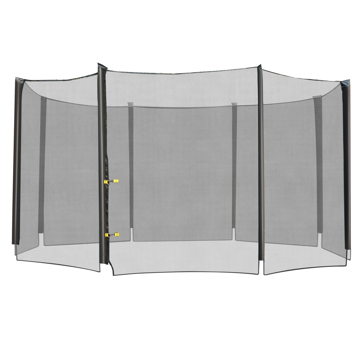 12' Round Trampoline Replacement Net Enclosure Safety Net Fence with 4 Arch 8 Poles Black Kids Crystal