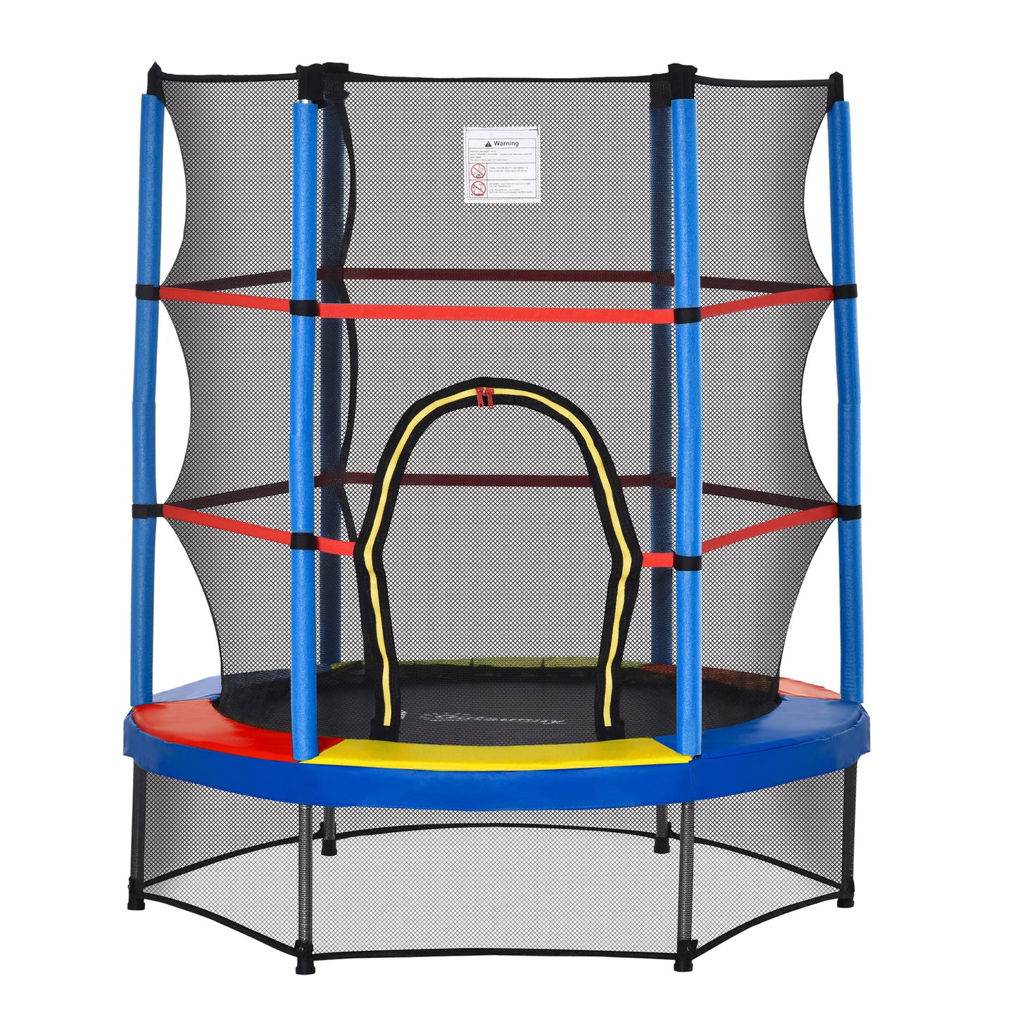Kids Trampoline: ?55" Round, Safety Net, Indoor Bouncer, 3-6 Years, Steel Frame, Multi-Coloured Kids Crystal