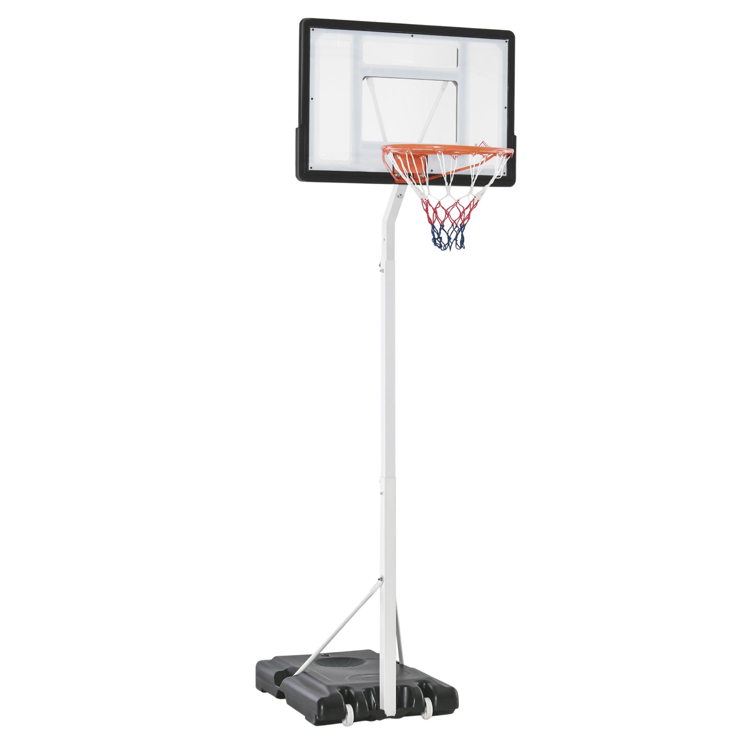 Portable Basketball Hoop, 7ft-8.5ft Height Adjustable Basketball System with Wheels & 35.5" Backboard for Youth Junior Kids Crystal