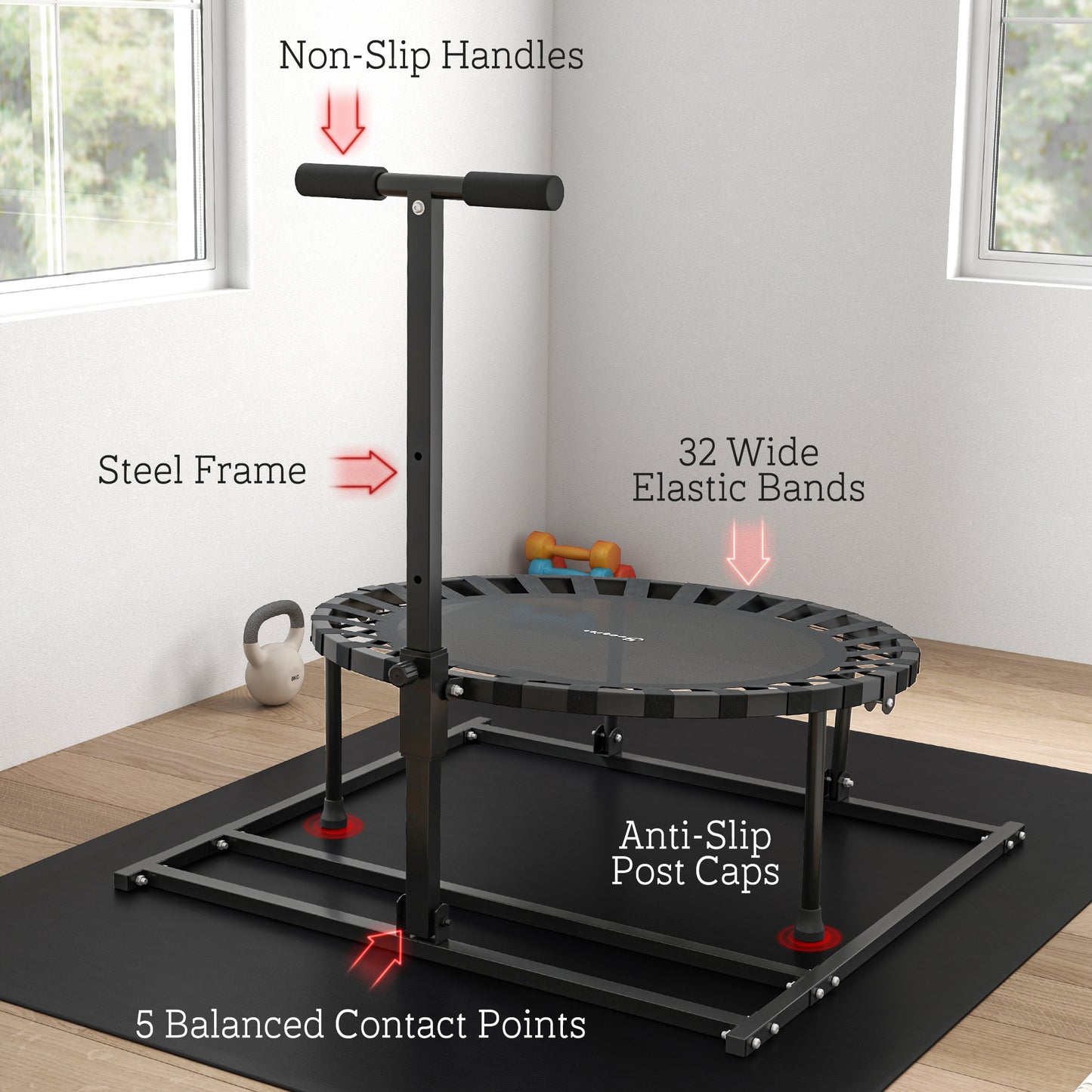 2-in-1 38" Rebounder Trampoline for Adult, 8-Angle Adjustable Baseball Volleyball Soccer Rebounder Fitness Trampoline Kids Crystal