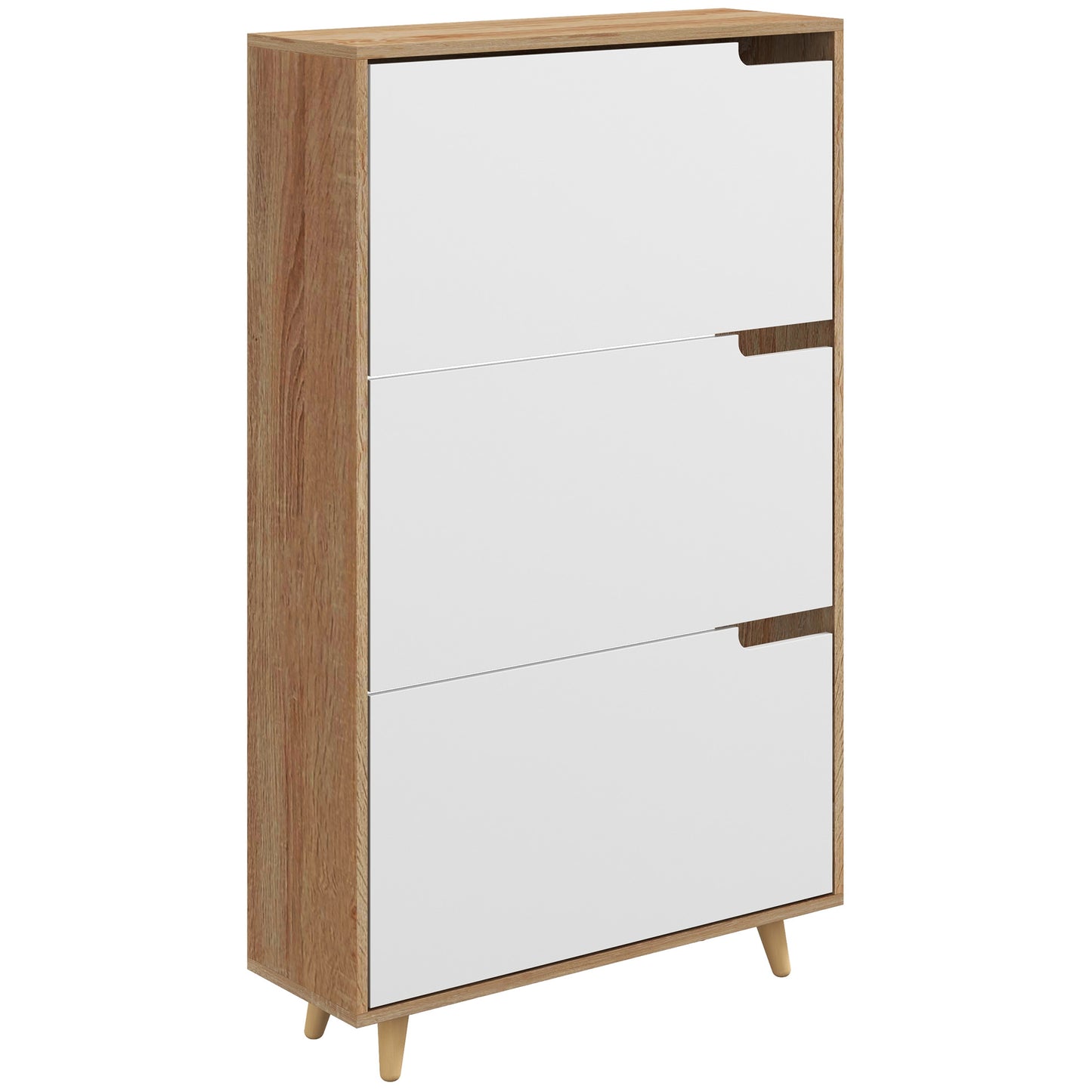Slim Shoe Storage Cabinet with 3 Flip Drawers and Adjustable Shelves, Shoe Cabinet for 18-24 Pairs, White Kids Crystal