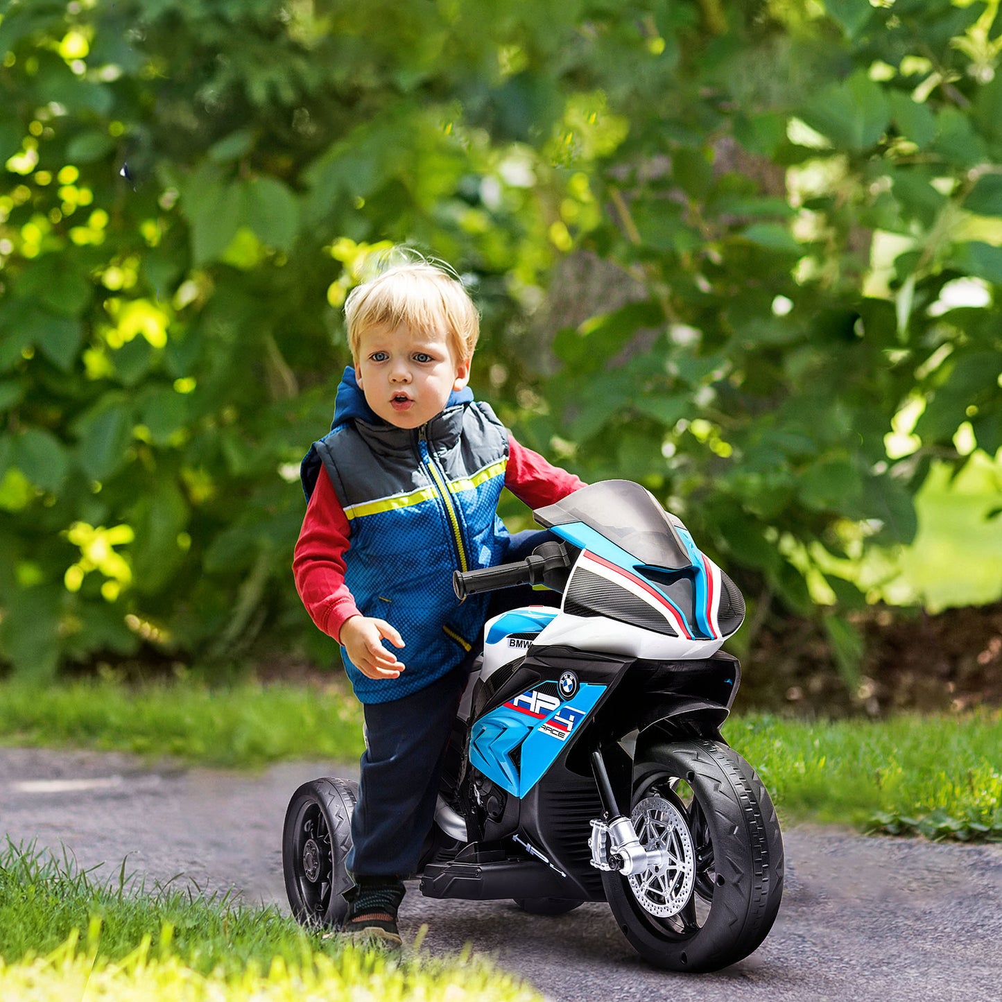 6V Kids Electric Motorcycle Ride-On Toy Battery Operated for Ages 1.5-5 Years Blue Kids Crystal