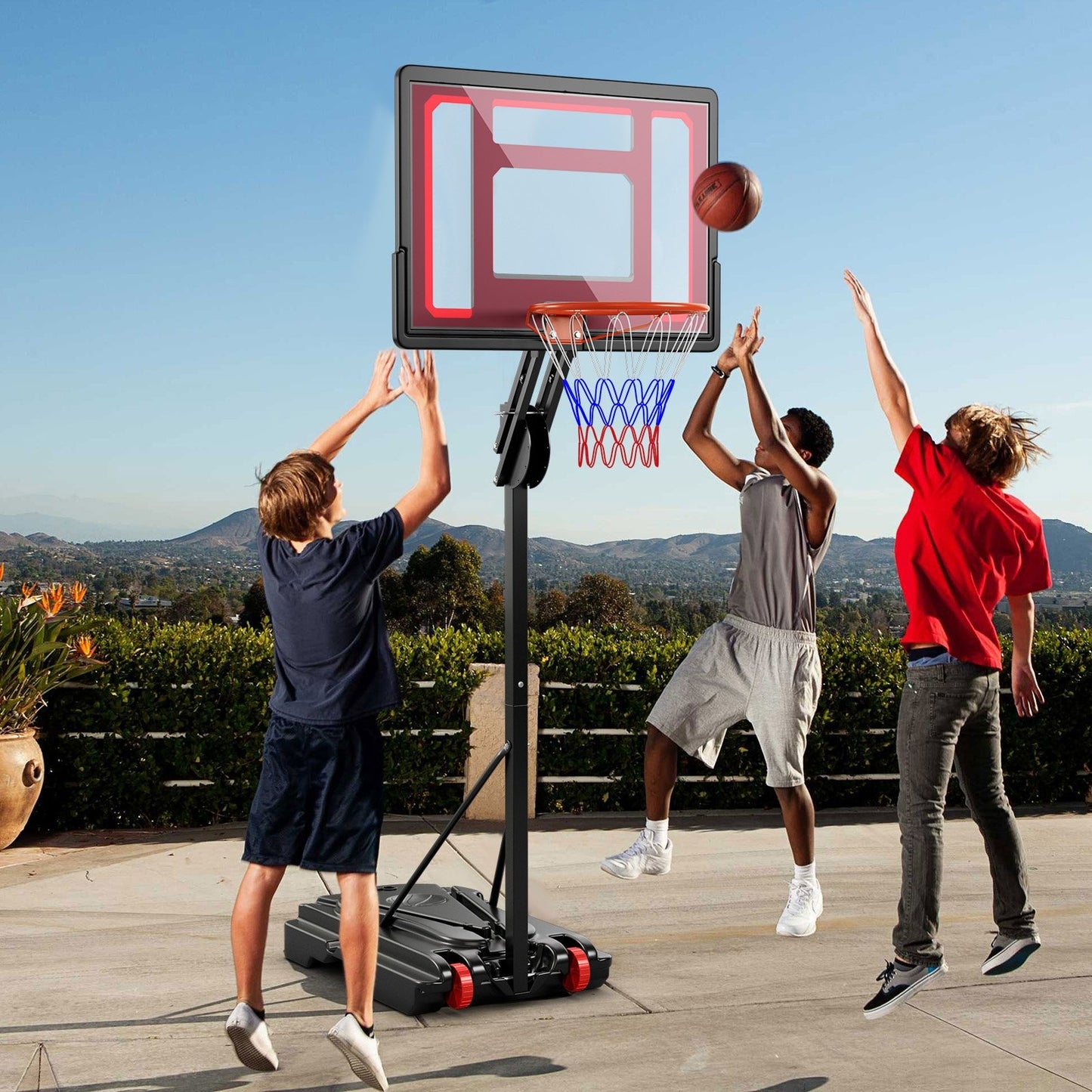 Basketball Hoop with 5-10 Feet Adjustable Height for Indoor Outdoor Kids Crystal