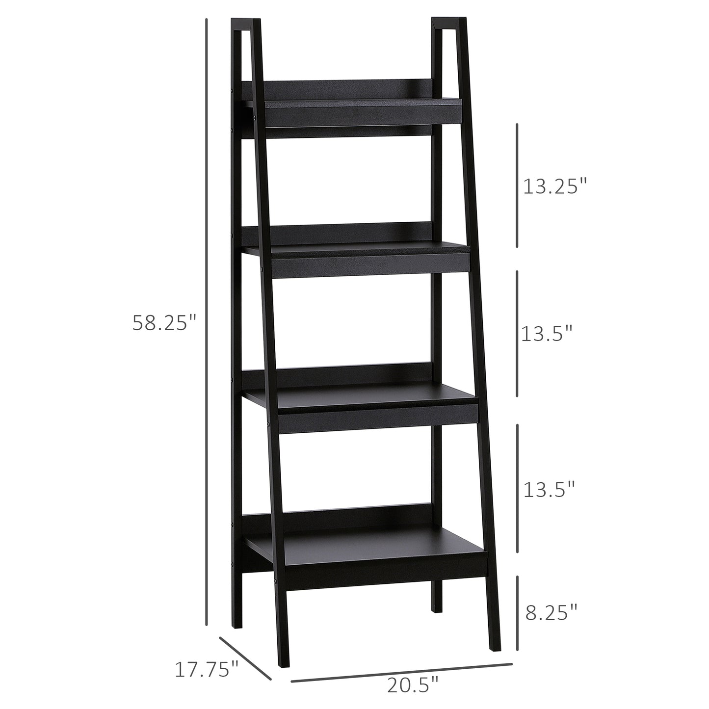 4 Tier Ladder Shelf Bookcase Set of 2 Display Rack Storage Shelving Unit Flower Plant Stand Multi-Use Black Kids Crystal