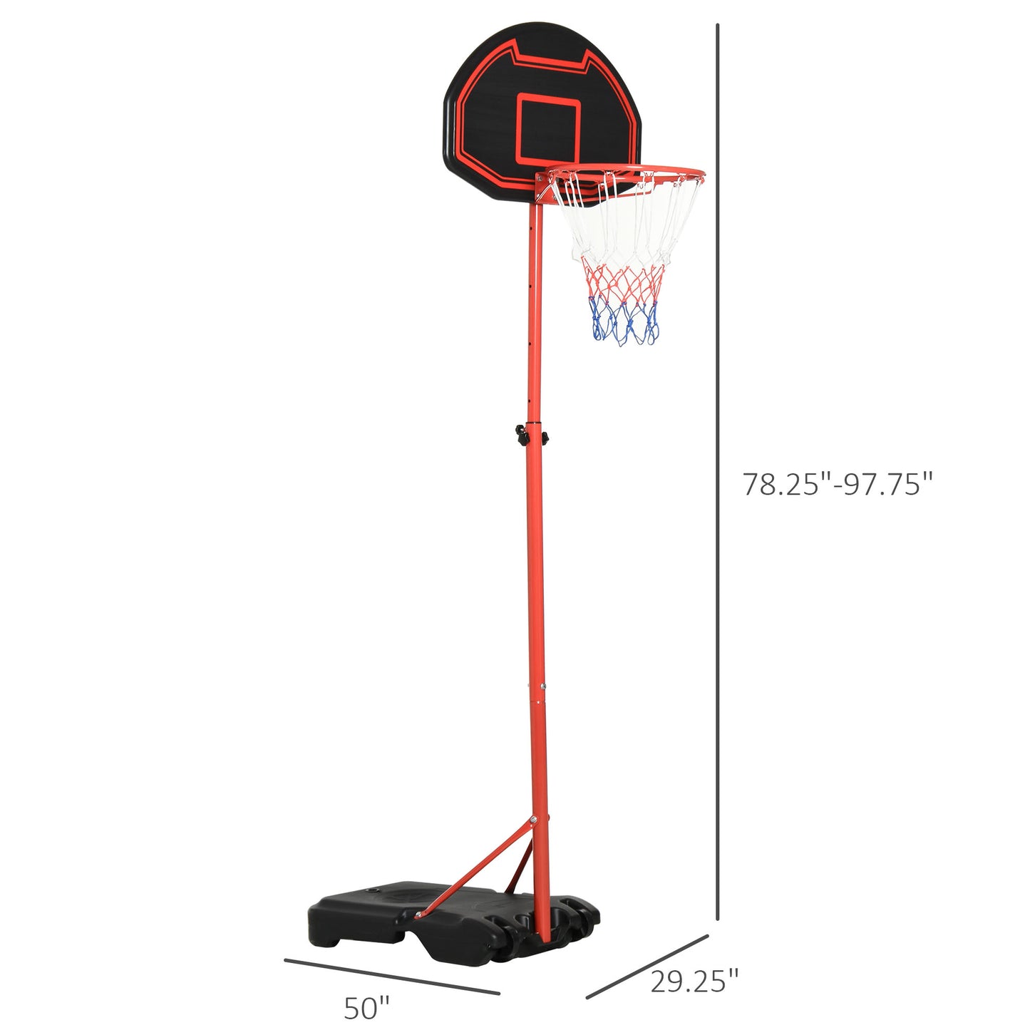 Basketball Stand 6 Level Adjustable Basketball Hoop Backboard w/ Wheels For Kids Adults Kids Crystal