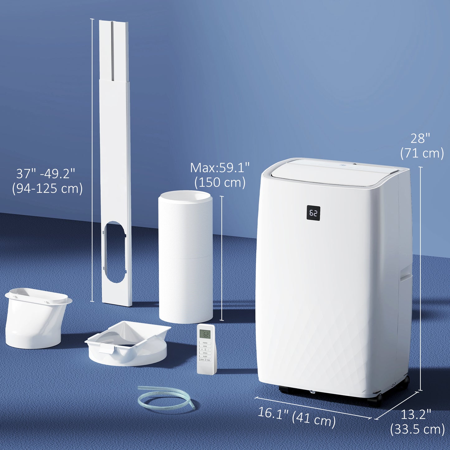 12000 BTU Portable Air Conditioner, AC Unit with Cool, Dehumidifier, Fan, 550 Sq. ft, 24H Timer On Off, Window Kit