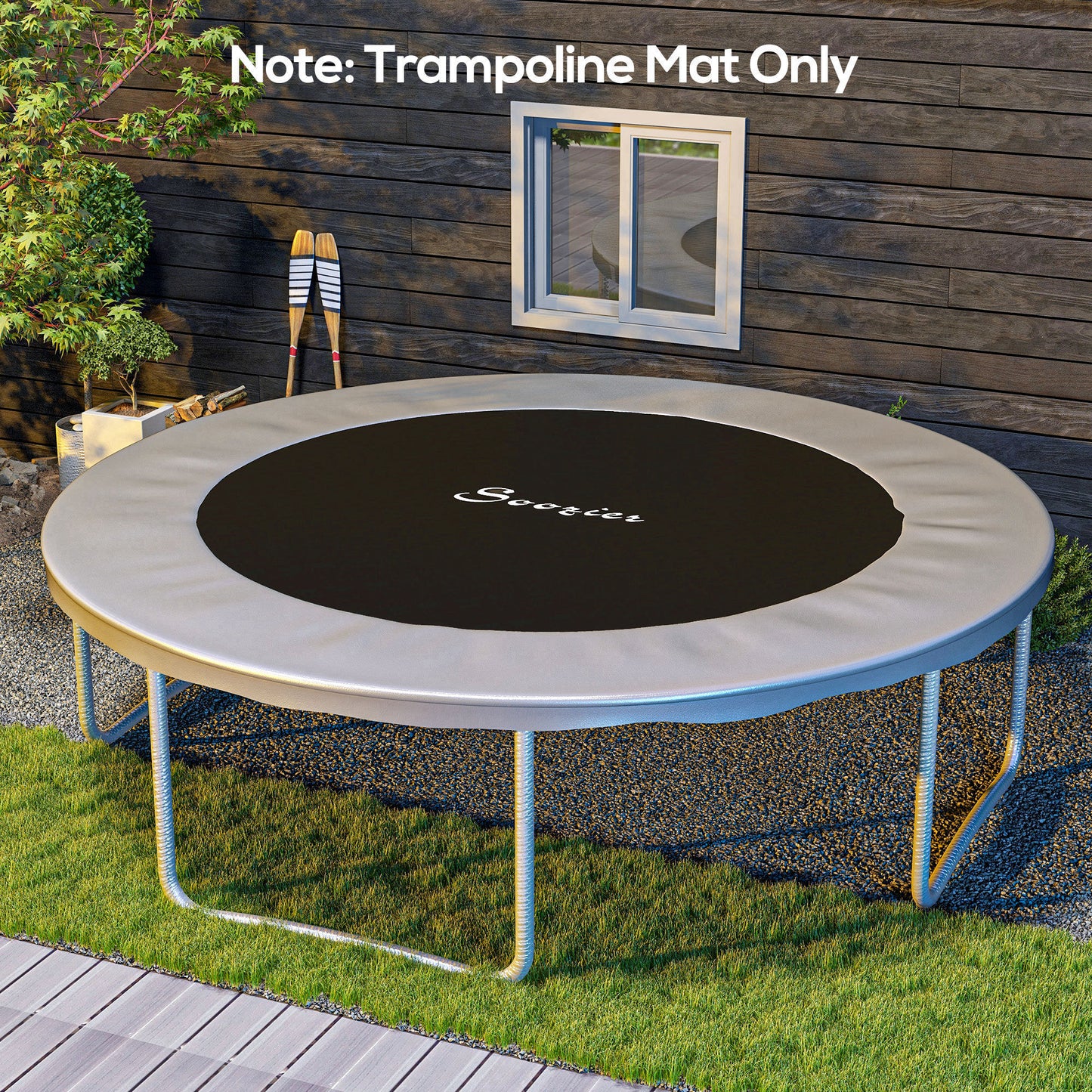 Trampoline Jumping Mat Replacement with Spring Tool 72 V-Hooks for 12ft Round Trampolines Black Kids Crystal