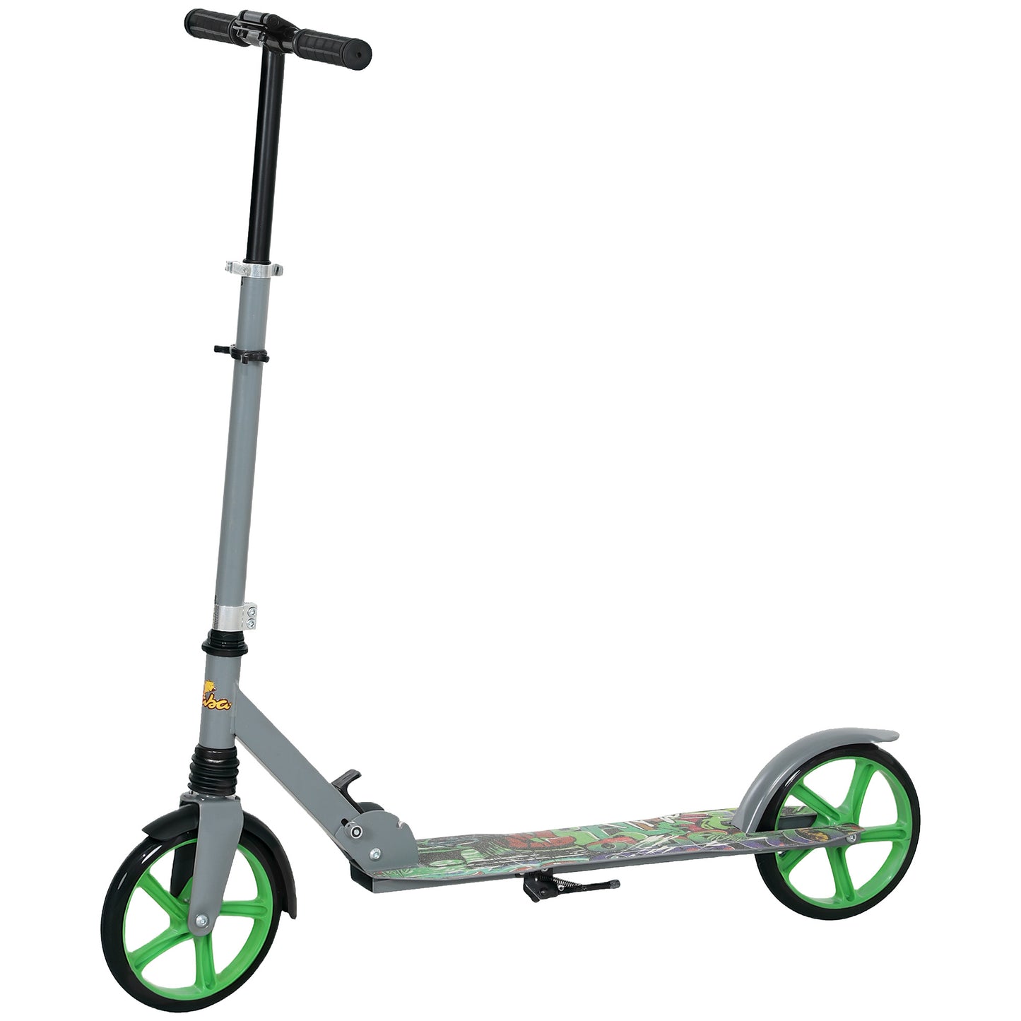 Kick Scooter for Kids Ages 6-12 with Adjustable Height, Rear-Fender Brake, 200mm Big Wheel, Foldable Design, Green Kids Crystal
