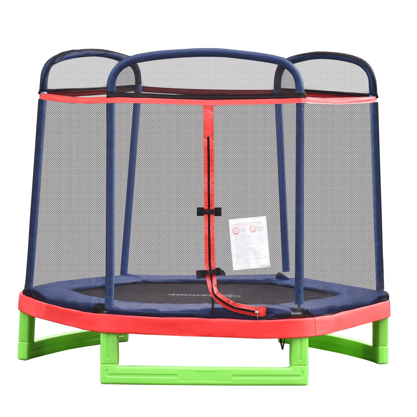 7 FT Kids Trampoline with Safety Enclosure and Padded Cover, Indoor/Outdoor Use - Red Kids Crystal