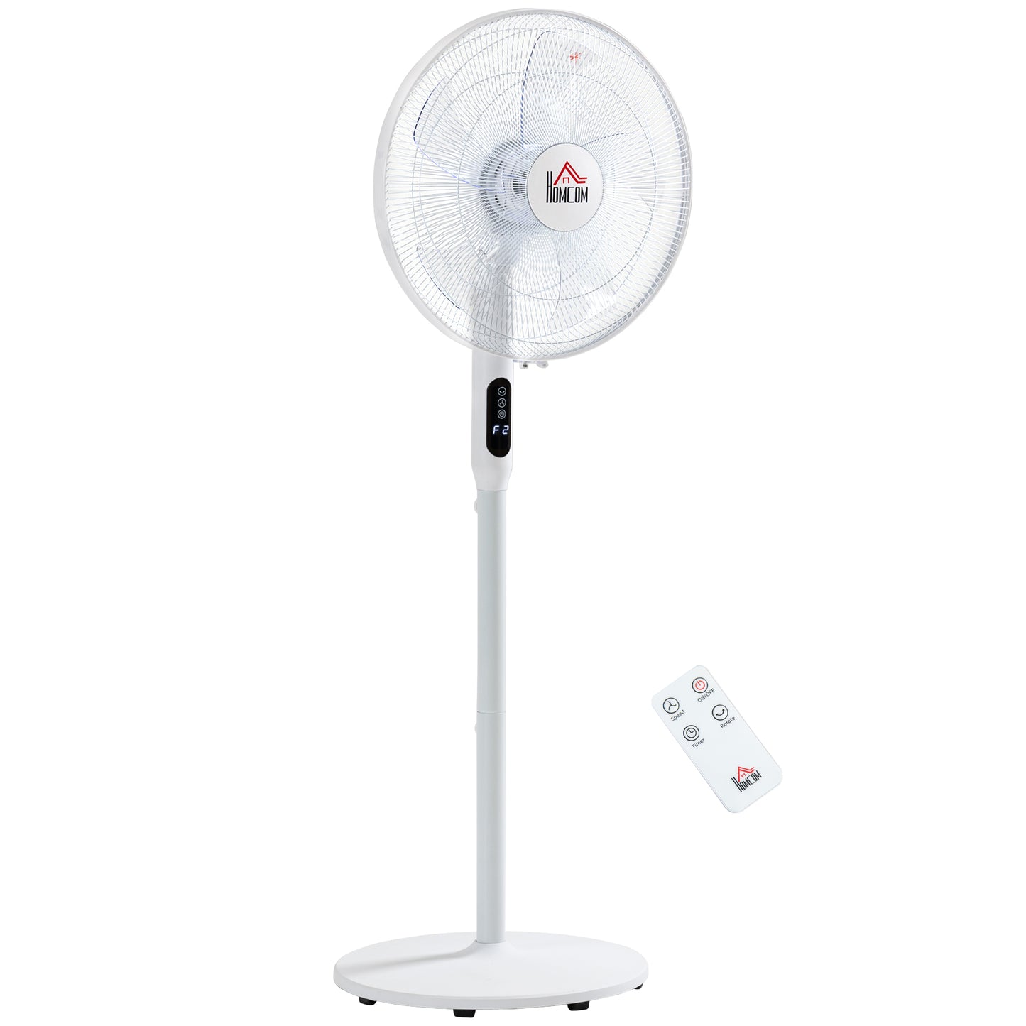 Oscillating Standup Fan with Remote LED Display Cooling Device for Home Office White